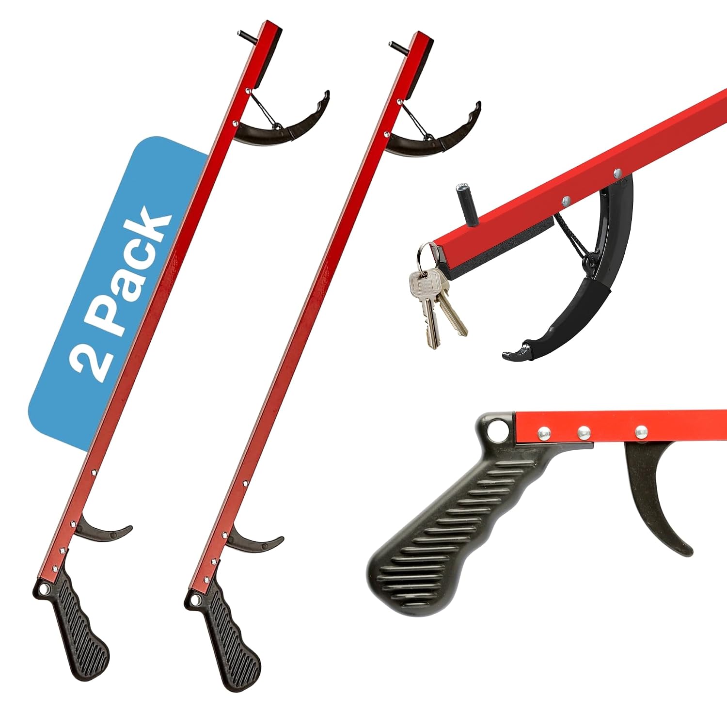 Sammons Preston Reacher, 32" Grabber Tool for Seniors, Magnetic Tip, Silver | Lightweight grabber reacher tool with magnetic tip, ergonomic grip and claw jaw, a reaching aid for seniors