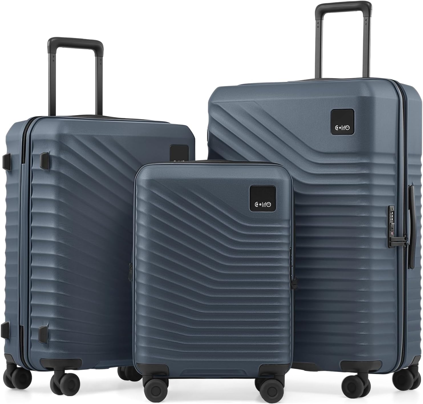 Coolife Luggage Carry-On, Lightweight PC Hardside Suitcase, 20-Inch, Black | Expandable Carry-On, Dual Spinner Wheels, TSA-Approved Lock, Upgraded PC Hardshell, Durable Travel Suitcase