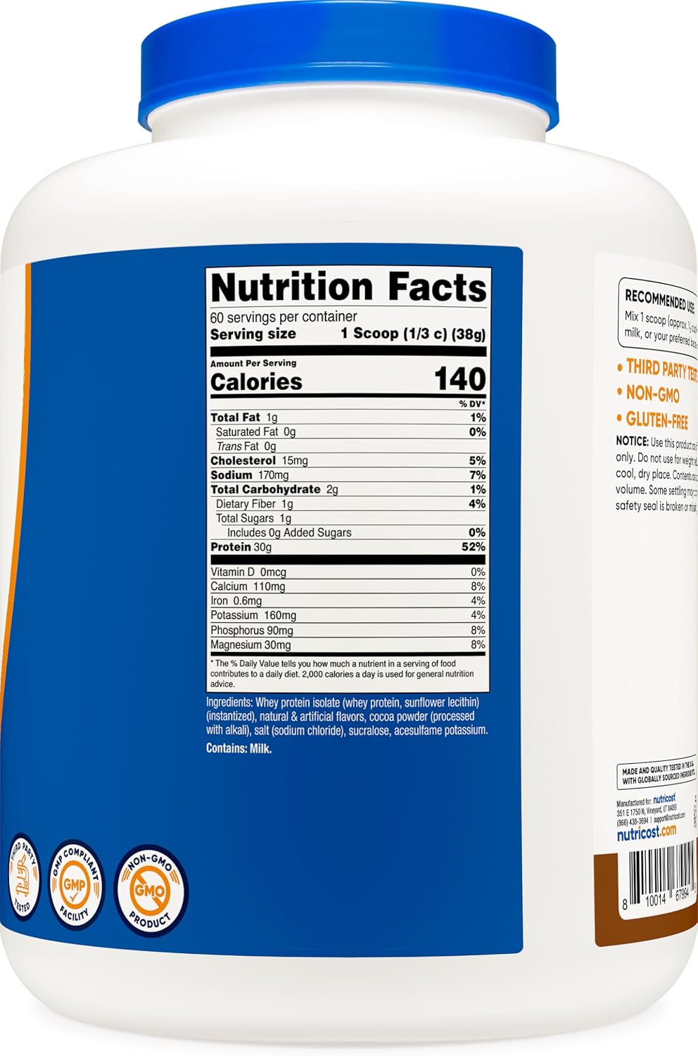Nutricost Whey Protein Isolate Powder (Vanilla) 2LBS