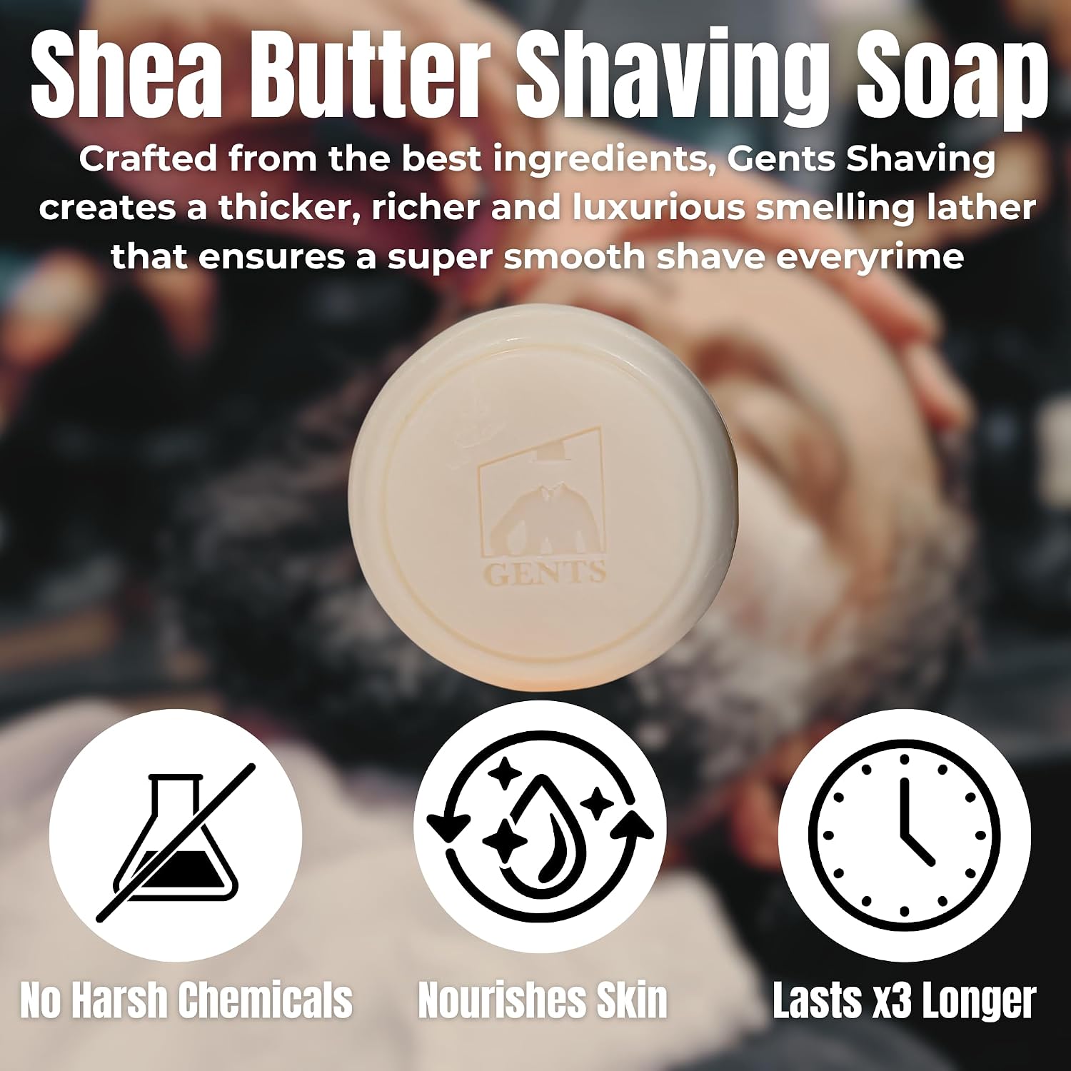 GENTS Men’s Shave Soap, 97% Natural Cedar Pine Scent, Rich Lather Wet Shaving, Traditional Shaving Soap for Men, 3oz Puck