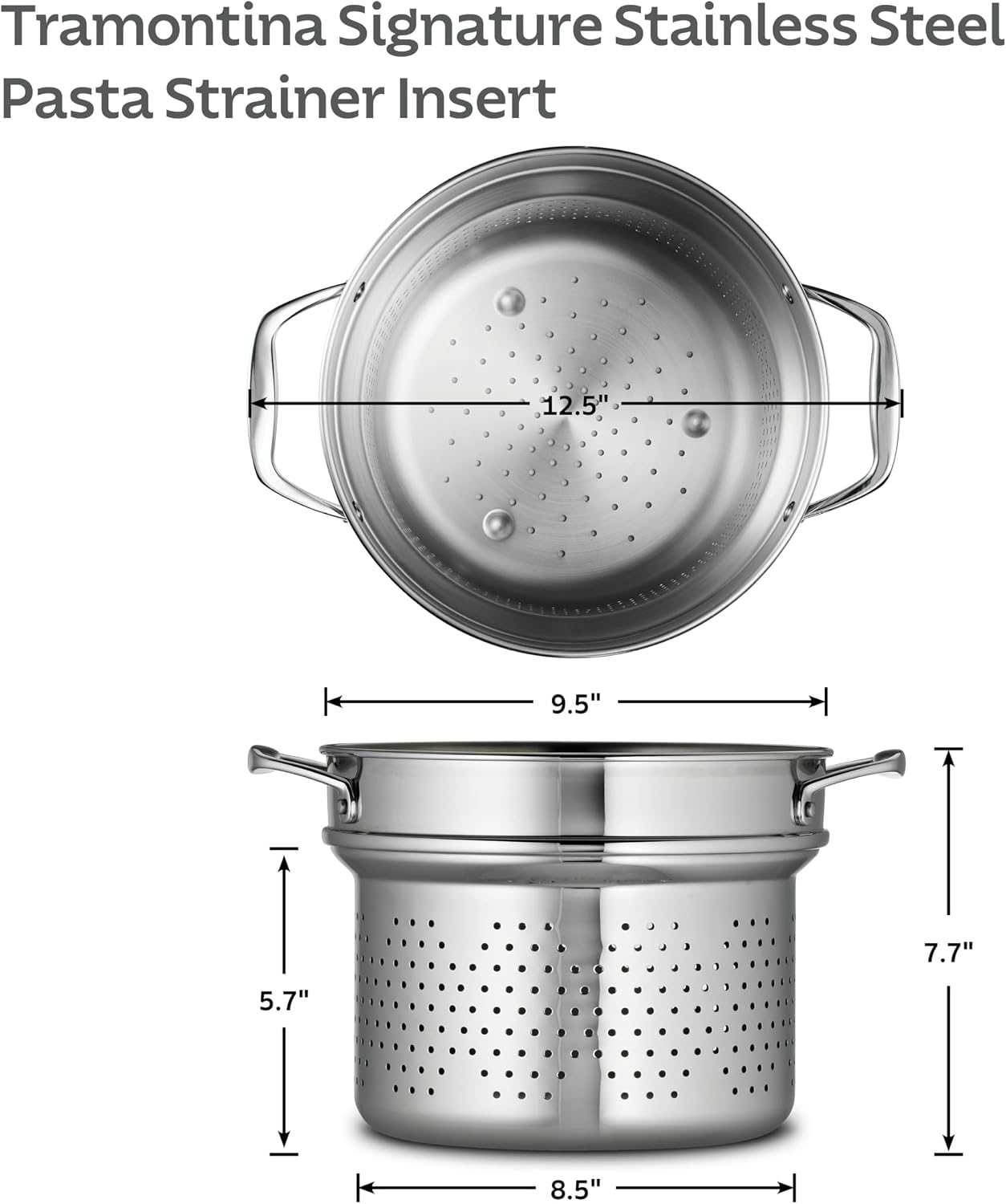 Tramontina Signature Tri-Ply Clad Stainless Steel 12-Inch Large Frying Pan | Induction-Ready Skillet, Dishwasher-Safe, NSF-Certified