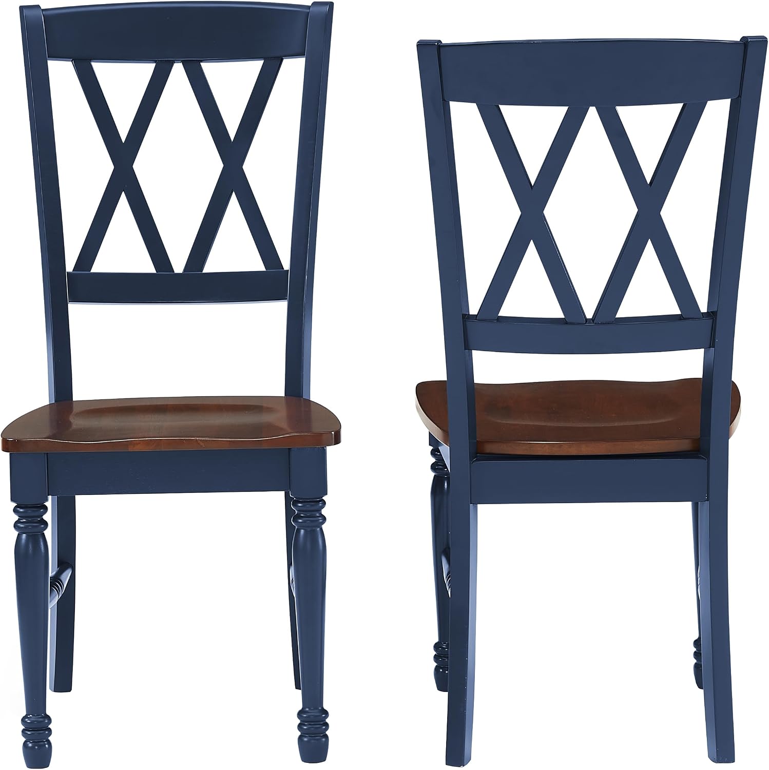 Crosley Furniture Shelby Traditional Wood X-Back Dining Room Chairs Set of 2, Kitchen Chair, Distressed White