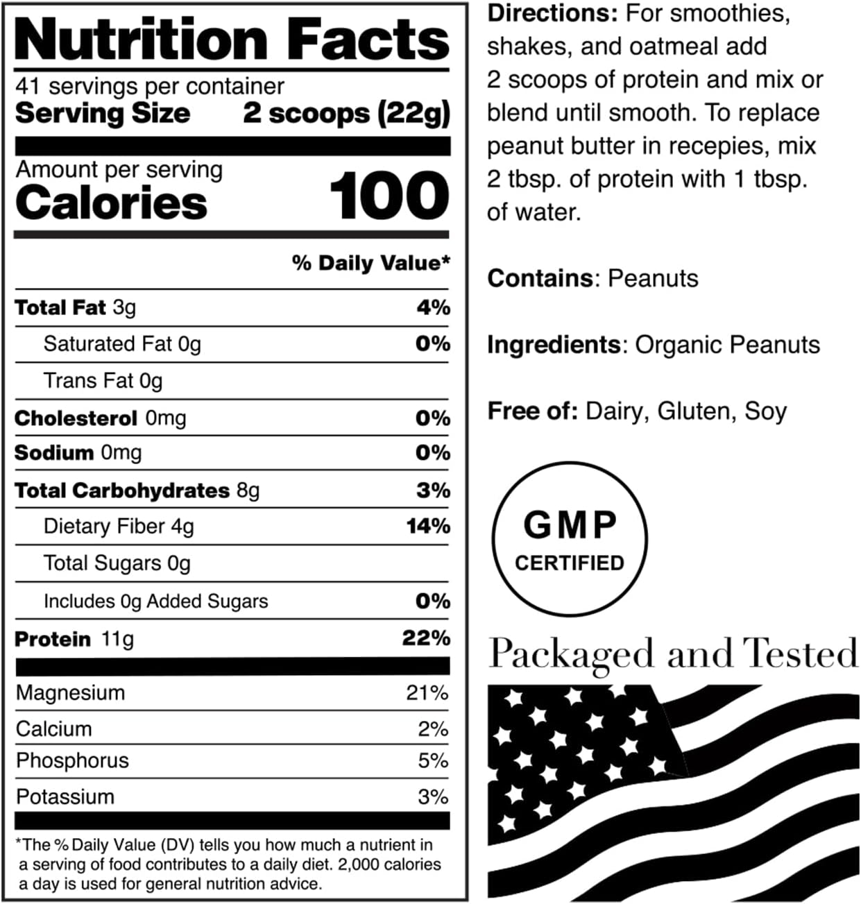 Norcal Organic Peanut Butter Protein Powder, Vegan, 11g Protein, 2 lb