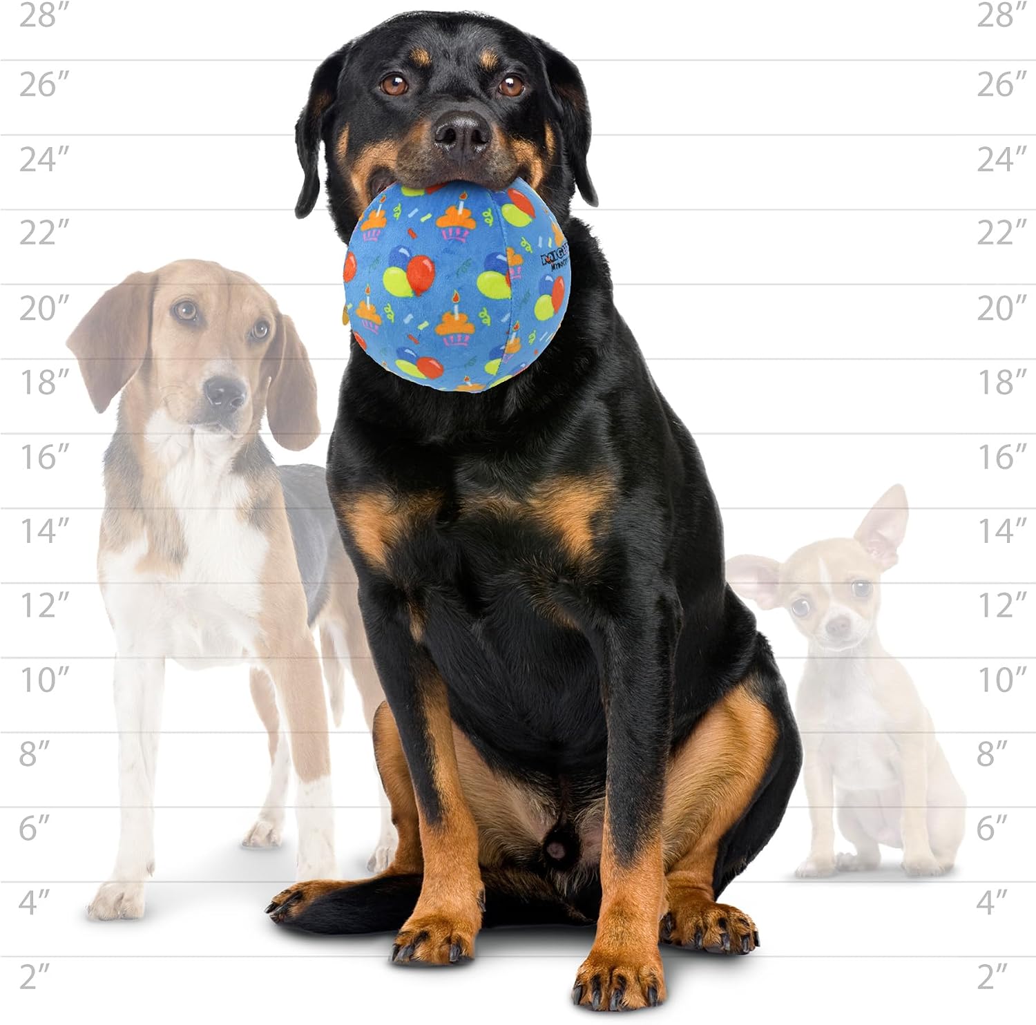 MIGHTY Tuffy 2 Pack Medium Ball Dog Toy: Ultra Durable Plush Toy with Multiple Layers & Reinforced Seams, Washable and Floats, Vinyl Ball & Fleece