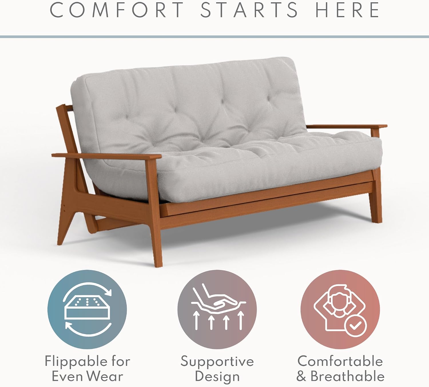 Royal Sleep Products by The Futon Factory 12 inch Foam Futon Mattress - Solid Black Fabric - Full Size - CertiPUR Certified Foams - Made in USA - (Frame not Included)