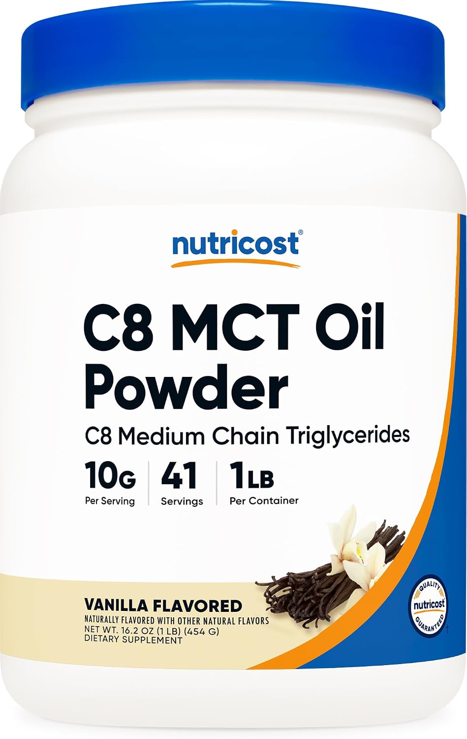 Nutricost C8 MCT Oil Powder 1LB (16oz) Vanilla Flavor, Gluten-Free