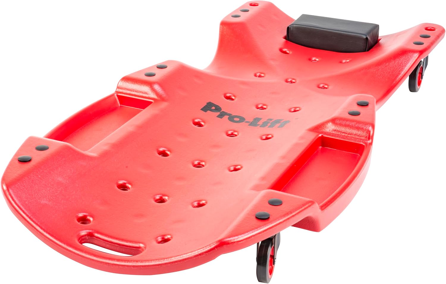 Pro-LifT C-6048 Mechanic Plastic Creeper 48 Inch - Blow Molded Ergonomic HDPE Body with Padded Headrest & Dual Tool Trays - 440 Lbs Capacity Red