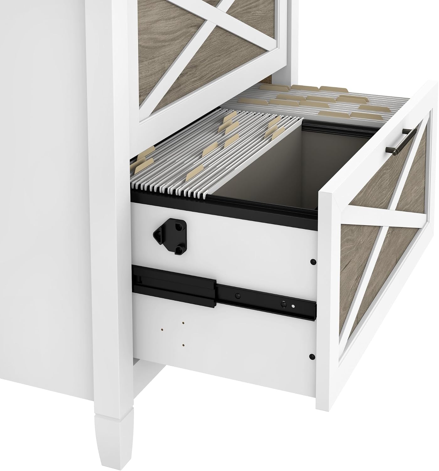 Bush Home Key West 2 Drawer Lateral File Cabinet in Washed Gray, Document Storage for Home Office, Accent Chest with Drawers