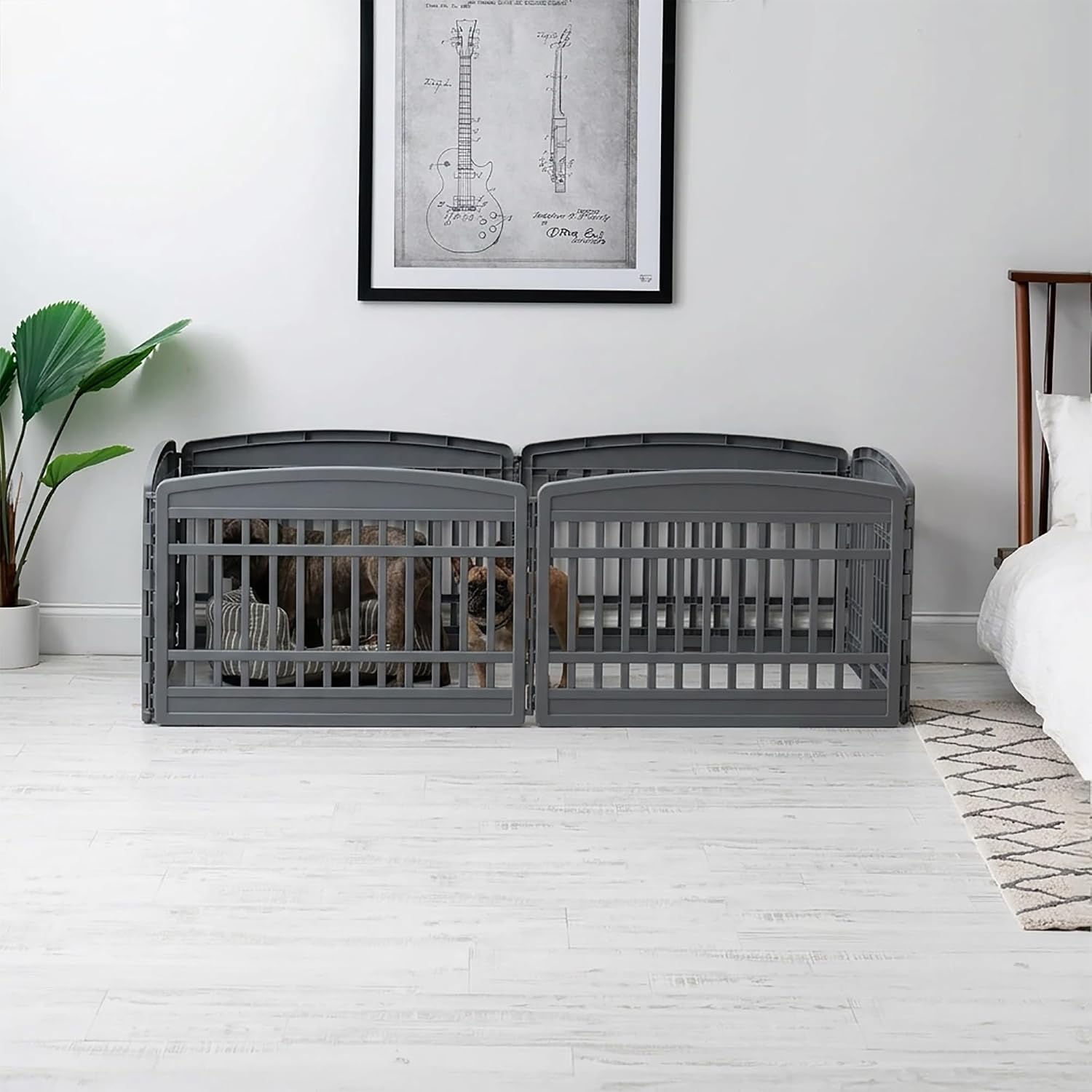 IRIS USA 4-Panel Dog Playpen, Pet Enclosure, Black | Pet Containment, Configurable Layout, Multi-Shape Setup, Custom Pen Configuration, Stable Non-Tip Base, Tool-Free Assembly