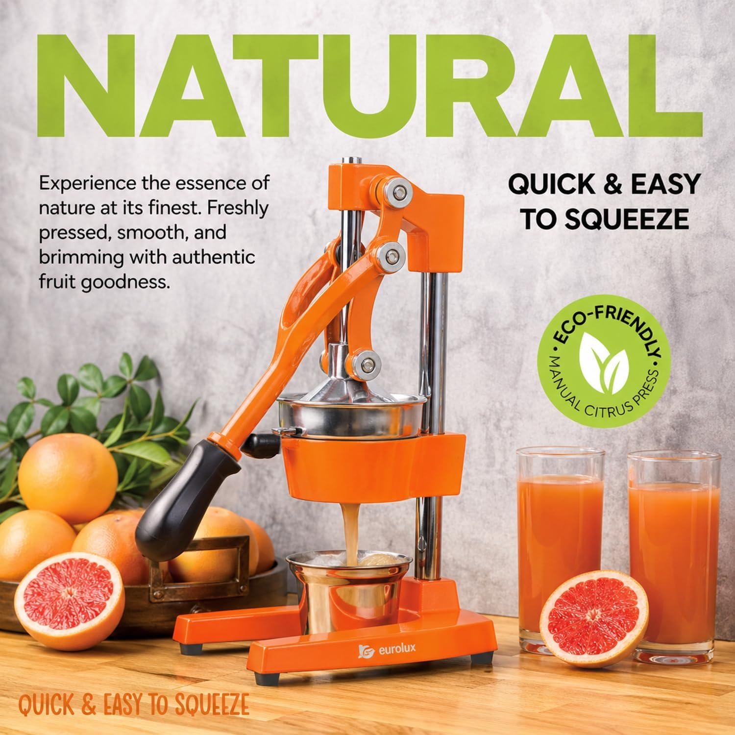 Eurolux Ultra-Premium Cast Iron Juicer | Extra-Large, Heavy Duty, Commercial Grade