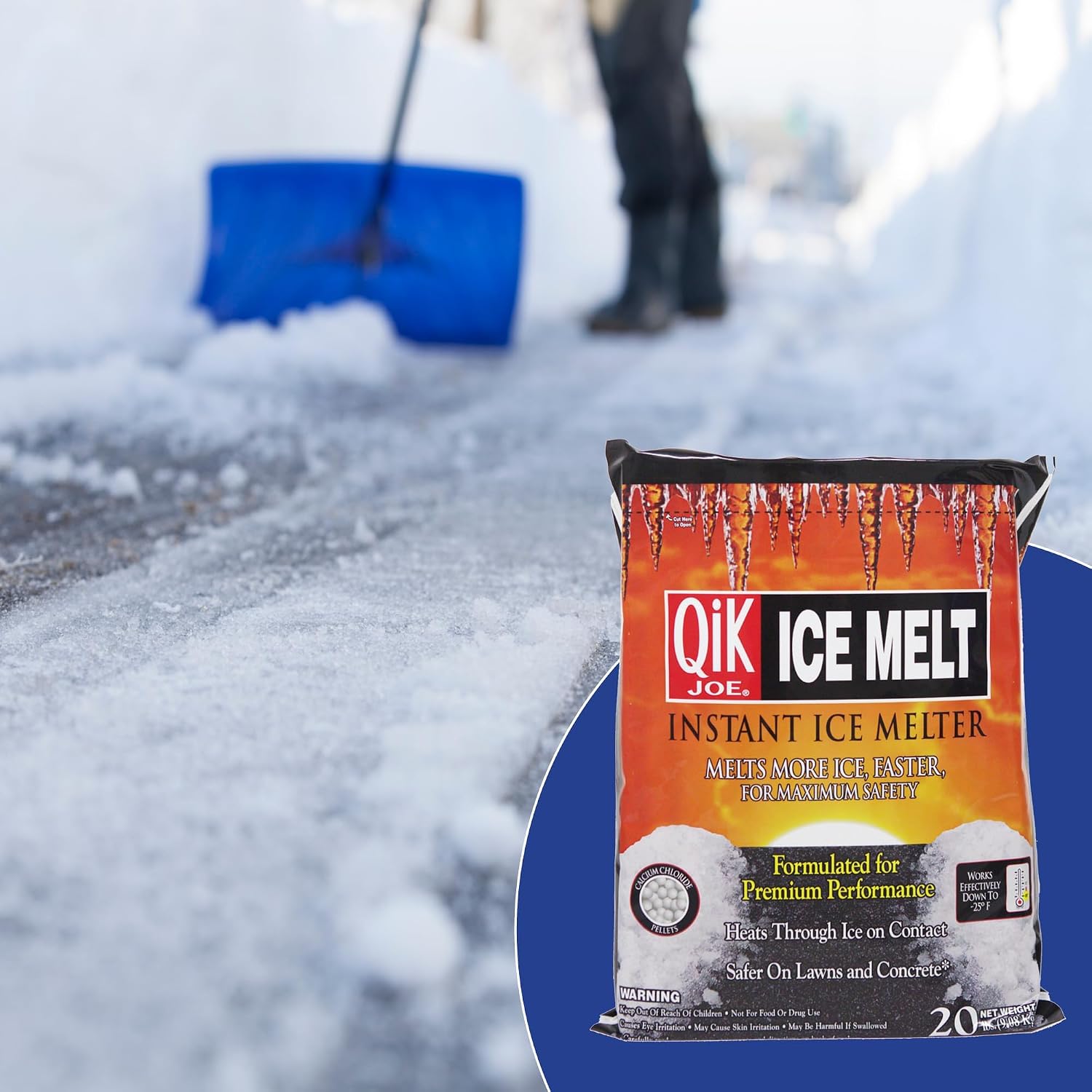 Calcium Chloride Ice Melt - Instant Snow and Ice Melt for Sidewalks, Driveways, Steps, and Parking Lots - Deicer for Concrete, Asphalt