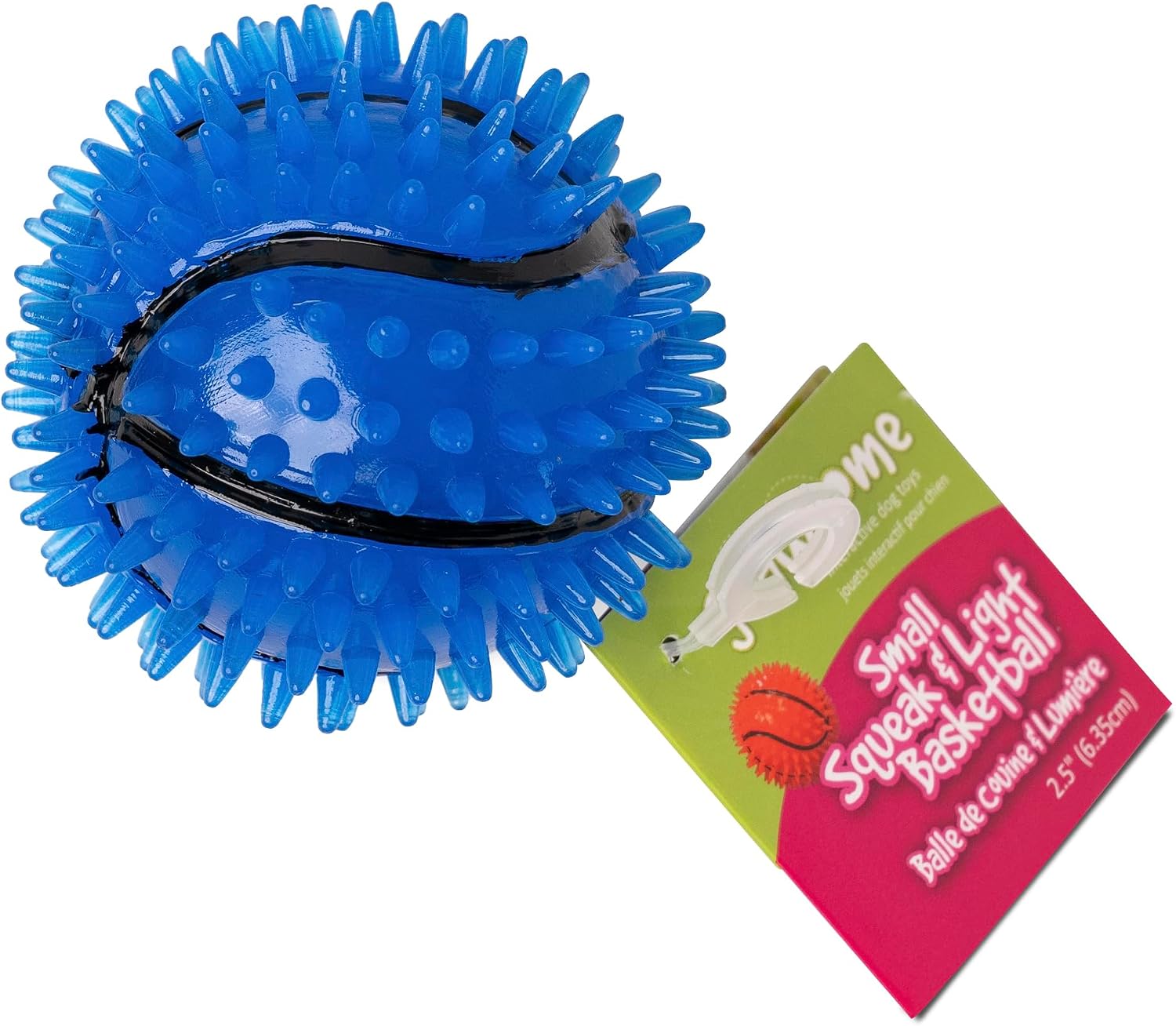 Gnawsome Dog Toys - 2.5-Inch Spiky Squeaker Basketball - Small - Dental & Gum Wellness - Stimulating Fun - Hidden Squeaker - Durable for Heavy