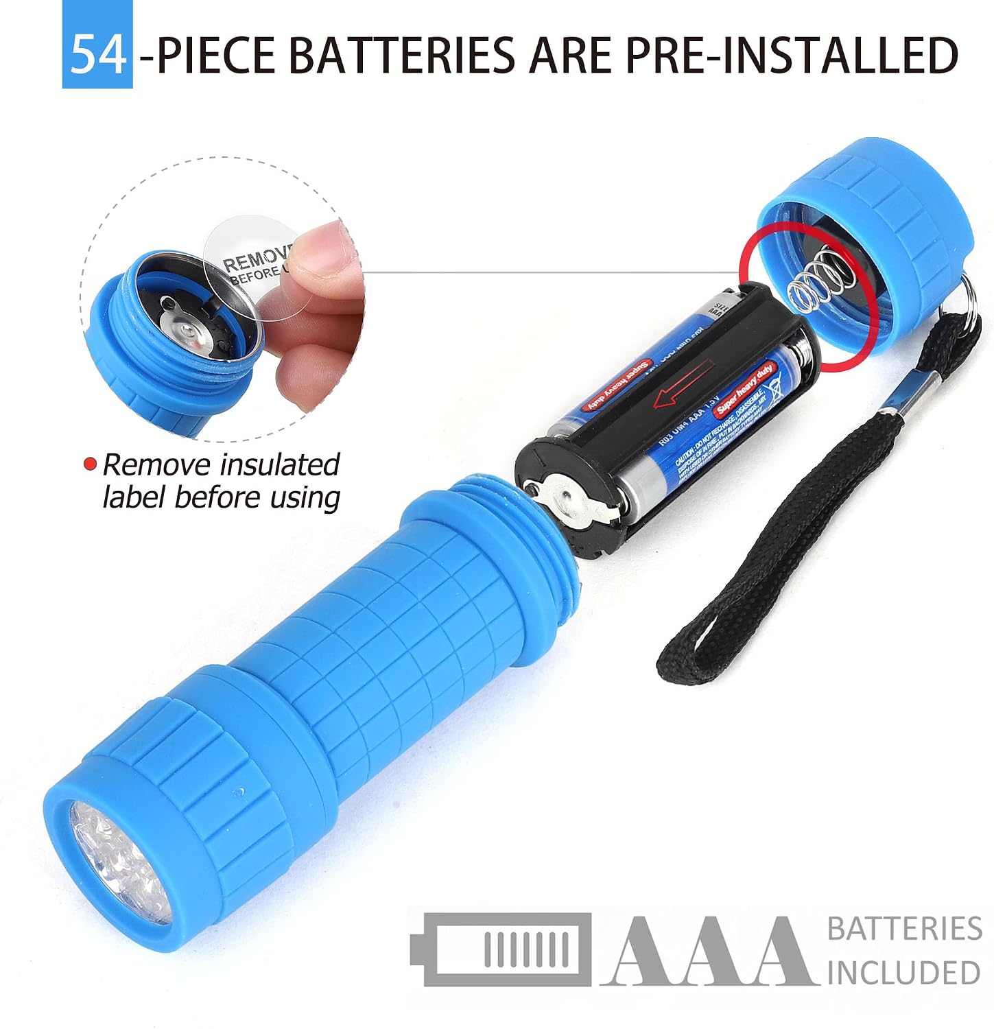 FASTPRO 18-Pack 9-LED Mini Flashlight Set with AAA Batteries Included | Small FLashlights with Lanyard, For Class Teaching, Camping, Wedding Favor