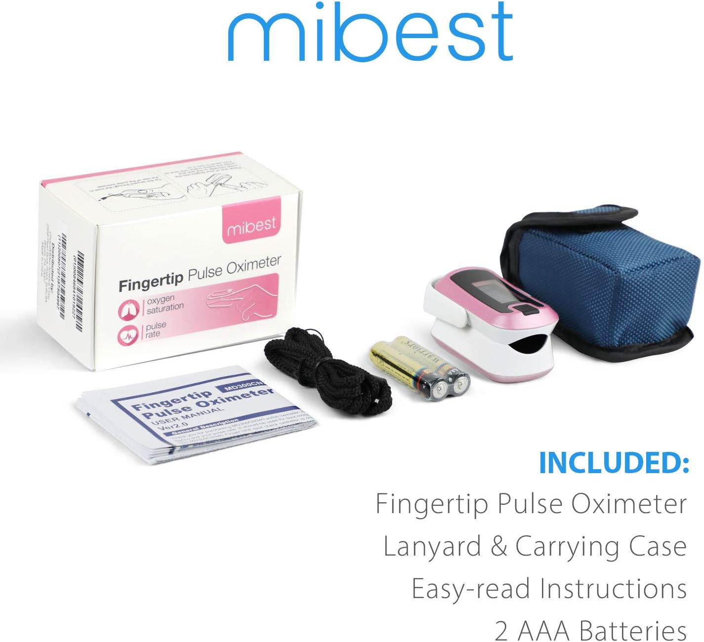 OLED Finger Pulse Oximeter, O2 Meter, Dual Color White/Pink