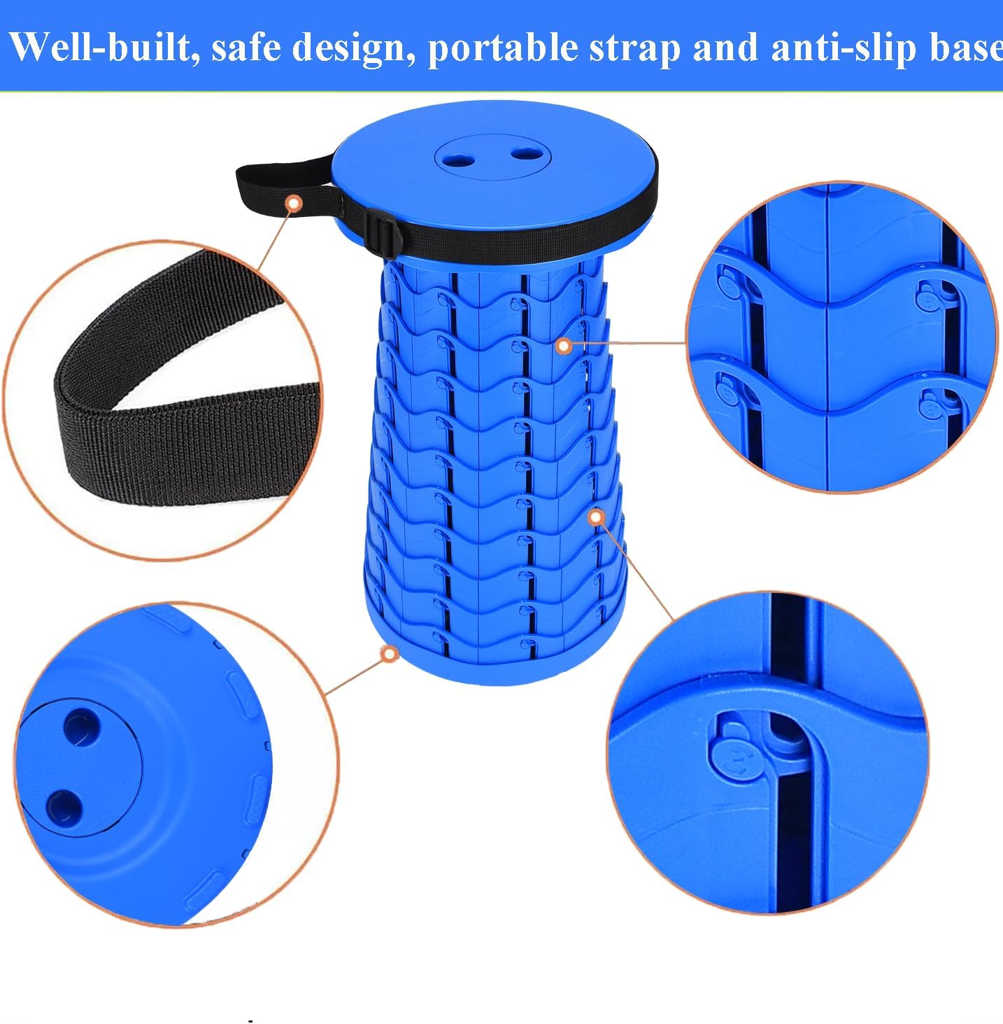 Fishboy Collapsible Stool for Adults, Portable Folding Camping Seat, 400lbs
