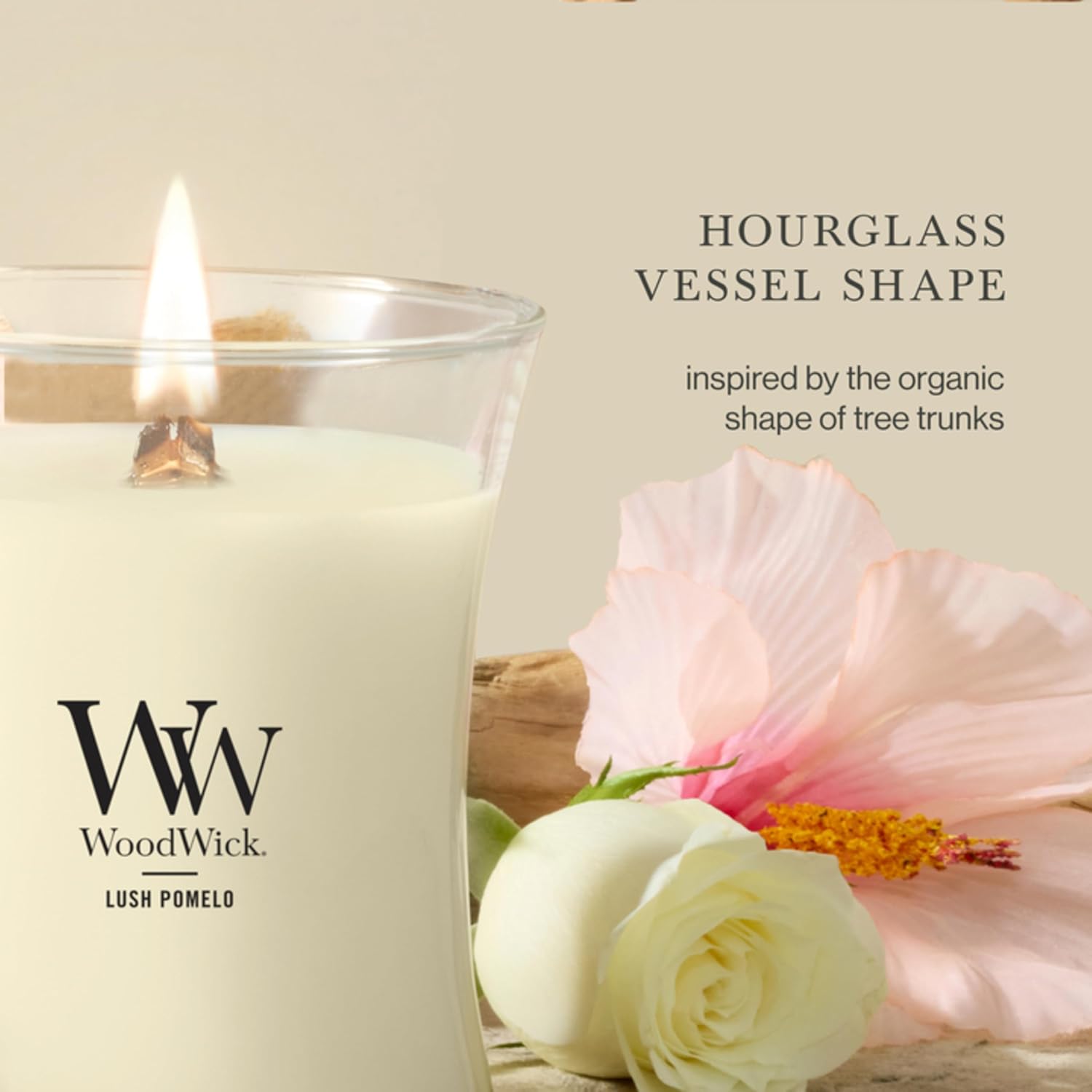 WoodWick Lavender Spa Gifts for Women and Men, 9.7 oz Medium Hourglass Candle with Crackling Wick