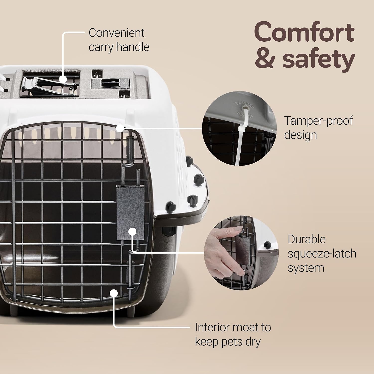 Petmate 2-Door Dog, Puppies & Cat Kennel, 19", White | Top & Front Loading, Made in USA, Extra Small