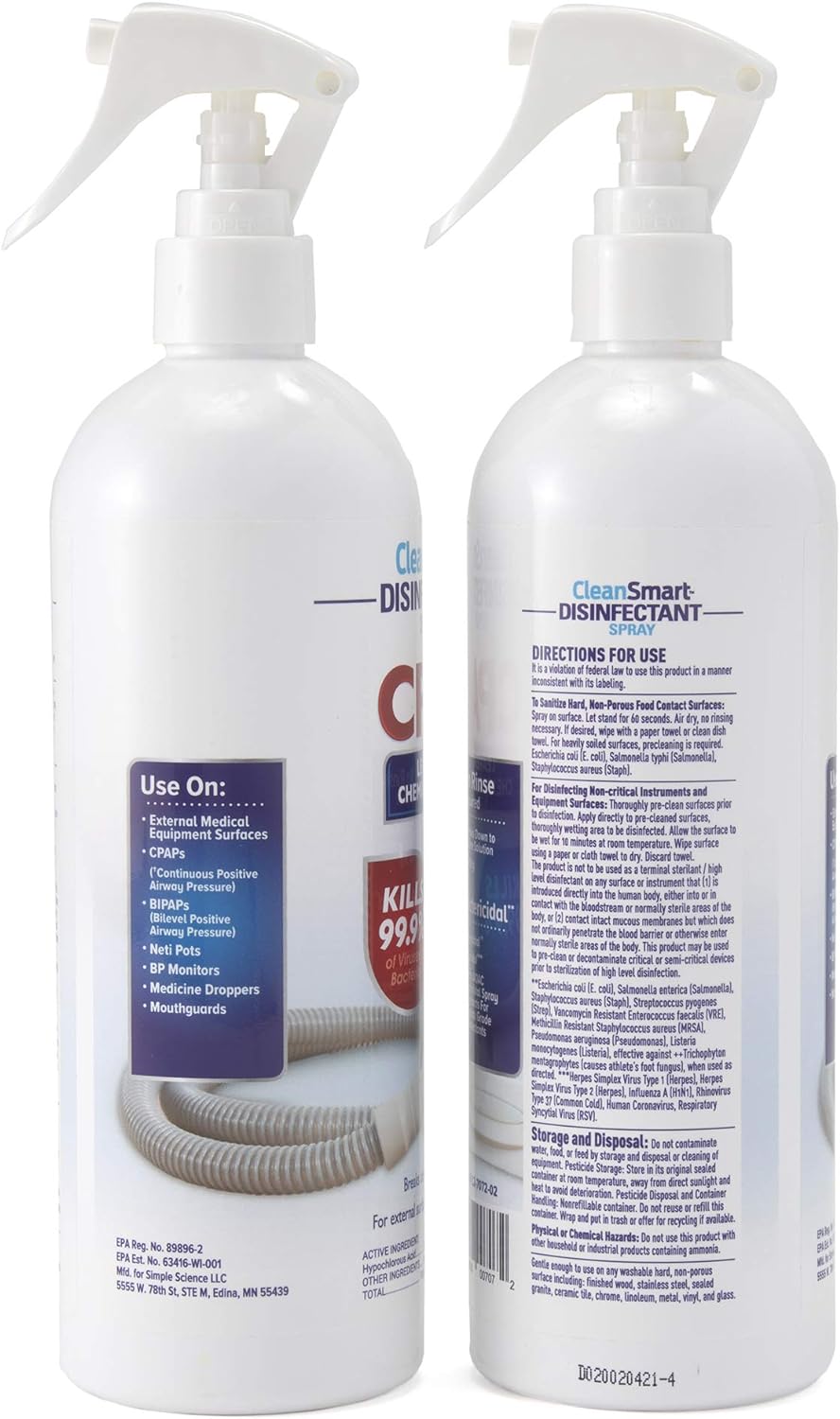 CleanSmart CPAP Disinfectant Spray for Face Mask and Hose