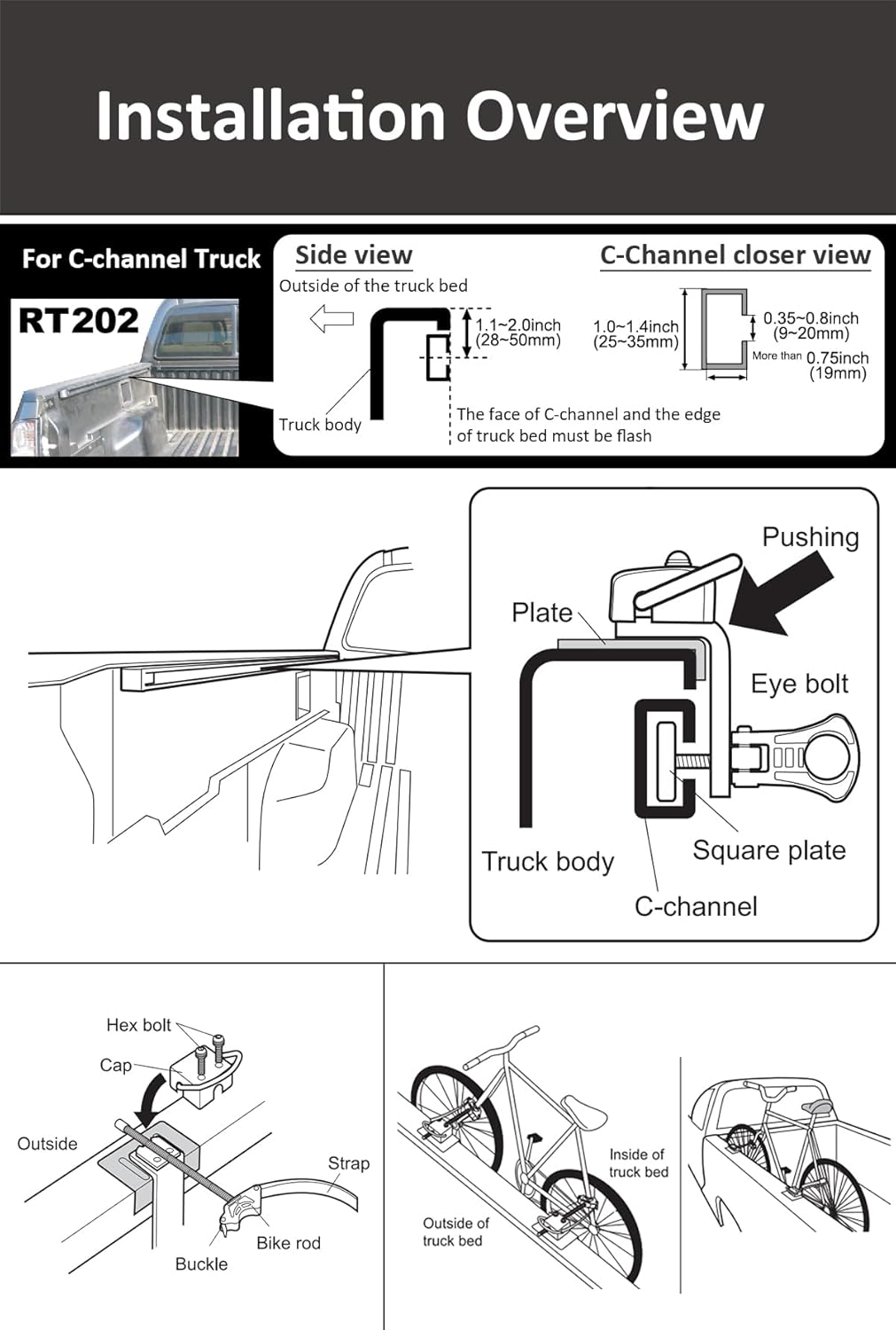 INNO RT202 Truck Bed Bike Rack - Bike Mount for Pickup Truck with C-Channel Track Systems
