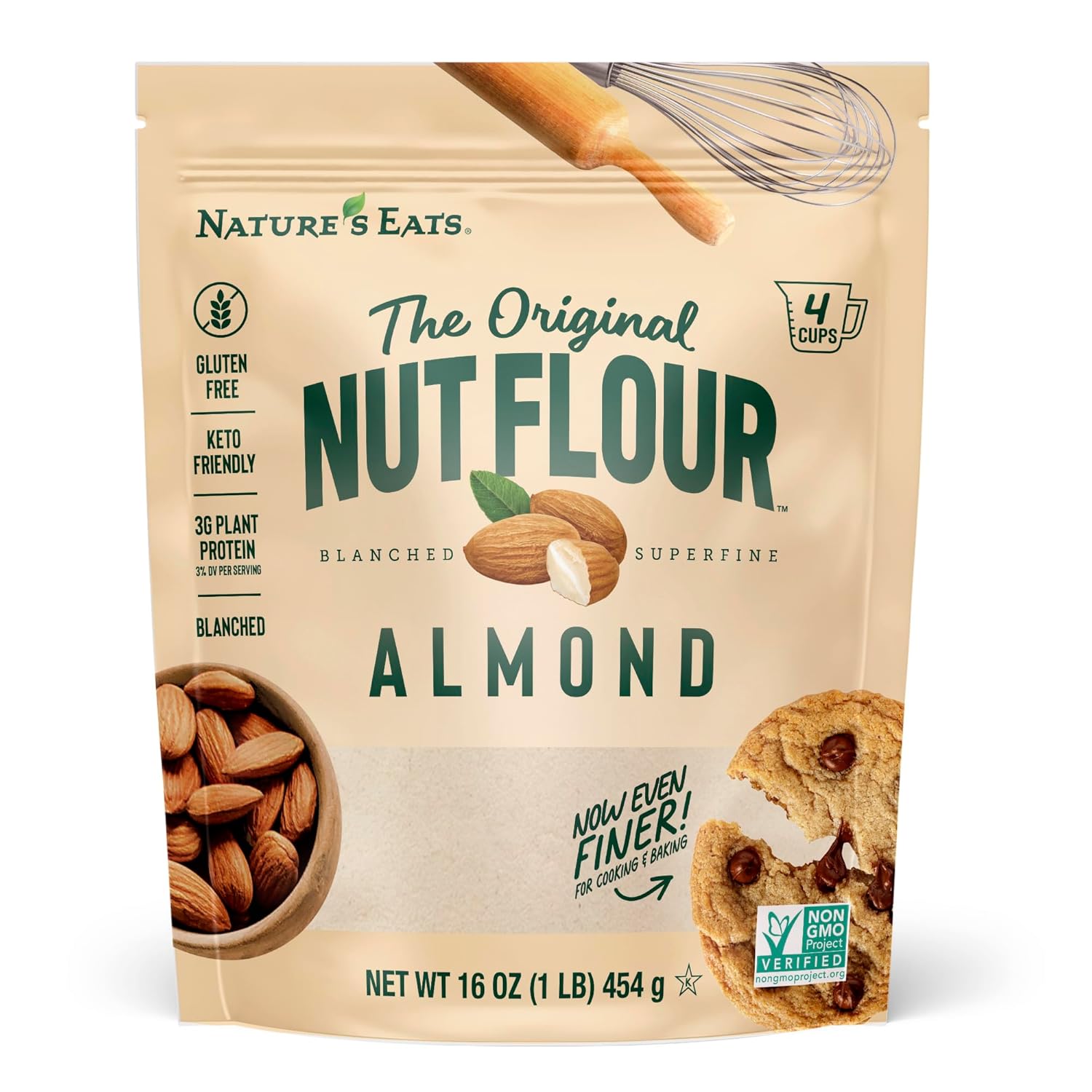 Nature’s Eats Superfine Almond Flour - Finely Sifted, Blanched Gluten Free Nut Flour for Bread, Pancake Mix, Muffins
