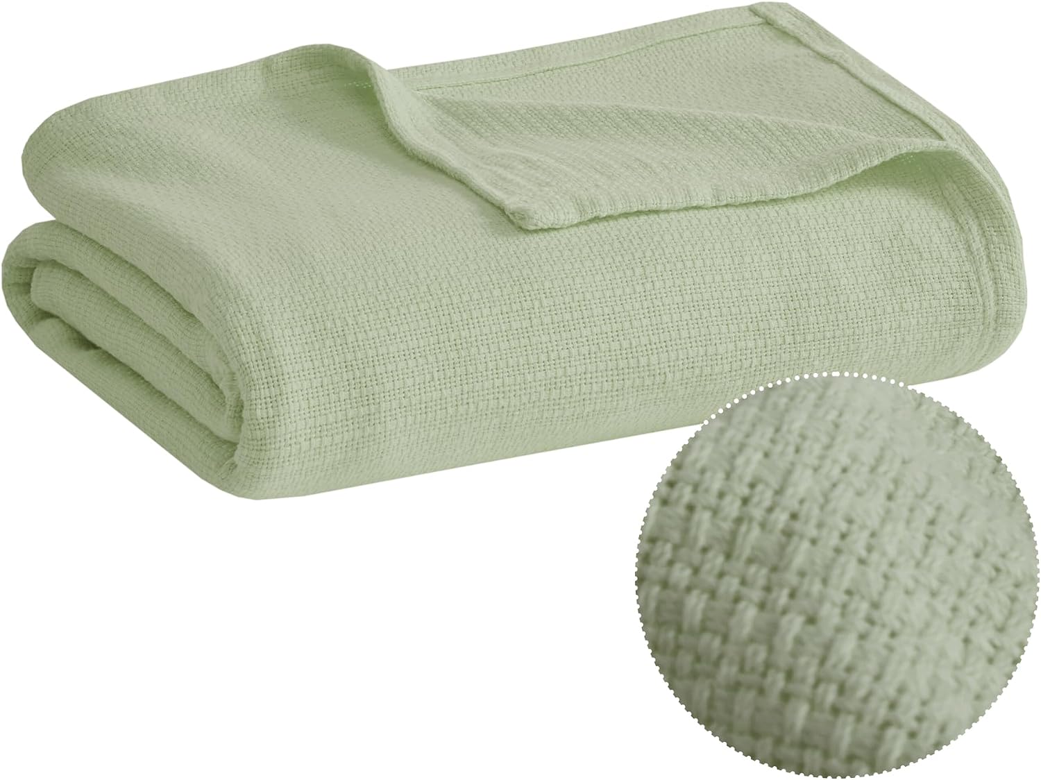 Madison Park 100% Cotton Breathable Queen Size Blanket for Bed, Blue | Freshspun Basketweave, All Season, Farmhouse Classic Bed Cover Full for Summer, OEKO TEX, Warm Home Essential For Couch, Sofa