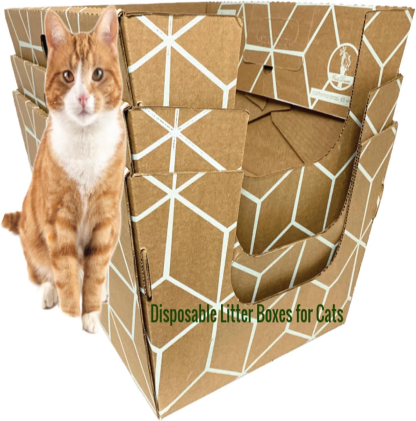 Cats Desire 3 - Pack Tallest Disposable Litter Boxes 8.5" Tall Tray - 17" Tall Enclosed High Sided Extra Large Cat Litter Tray Patented Made in USA