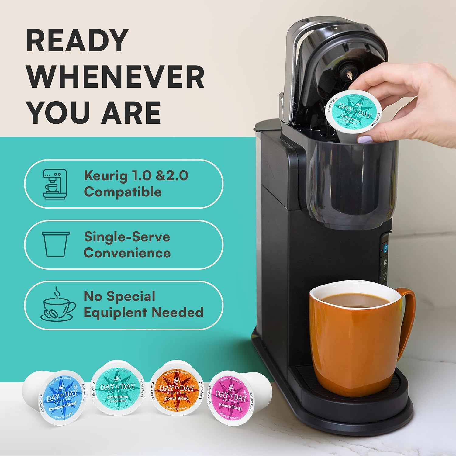 Day To Day Coffee Pods, Breakfast Blend Medium Roast, 120 Count K-Cup | Compatible with Keurig K-Cup brewers. Bulk single serve pods for everyday morning coffee at home, office or breakroom