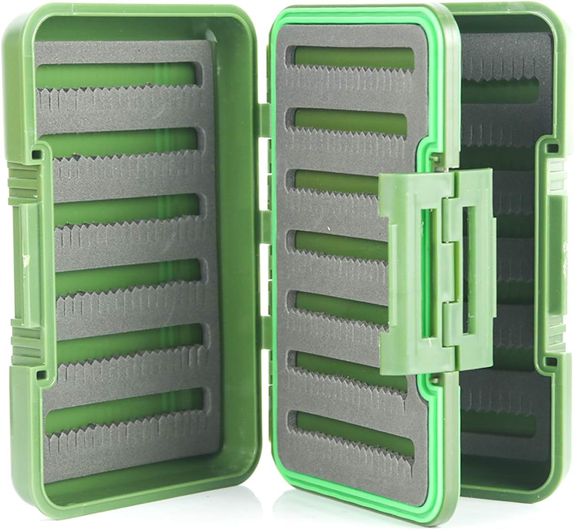 Maxcatch Fly Boxes For Fly Fishing Double Side Waterproof Fishing Tackle Box (Olive (4 Split Foam Inserts), 5.9inch x4.1inch x1.7inch)
