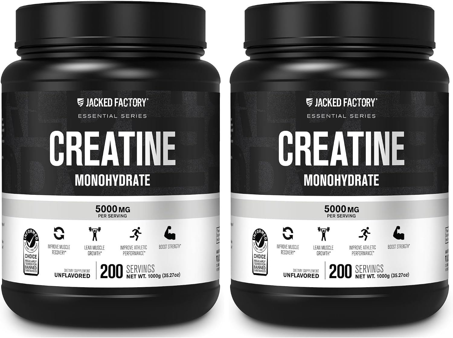 Jacked Factory Creatine Monohydrate Powder 425g - 5g Daily Micronized Creatine Monohydrate for Men and Women, Vegan-Friendly