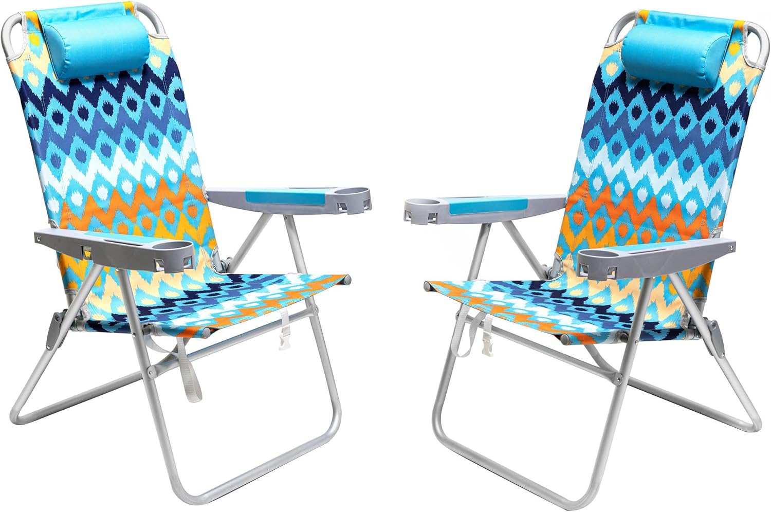 SUNNYFEEL Oversized Tall Folding Beach Chair Lightweight, 17" Portable Sand Chair for Adults Heavy Duty 500 LBS with Cup Holders