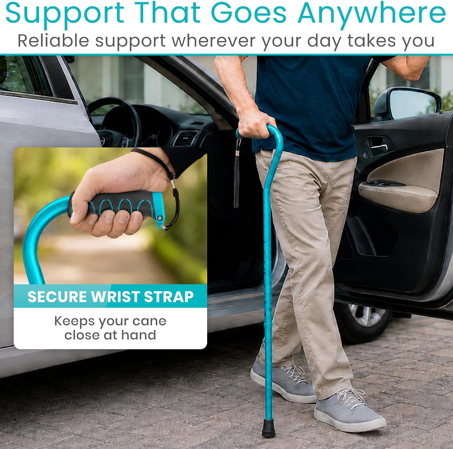 Vive Walking Cane for Women, Men, Elderly - Patented Offset Grip