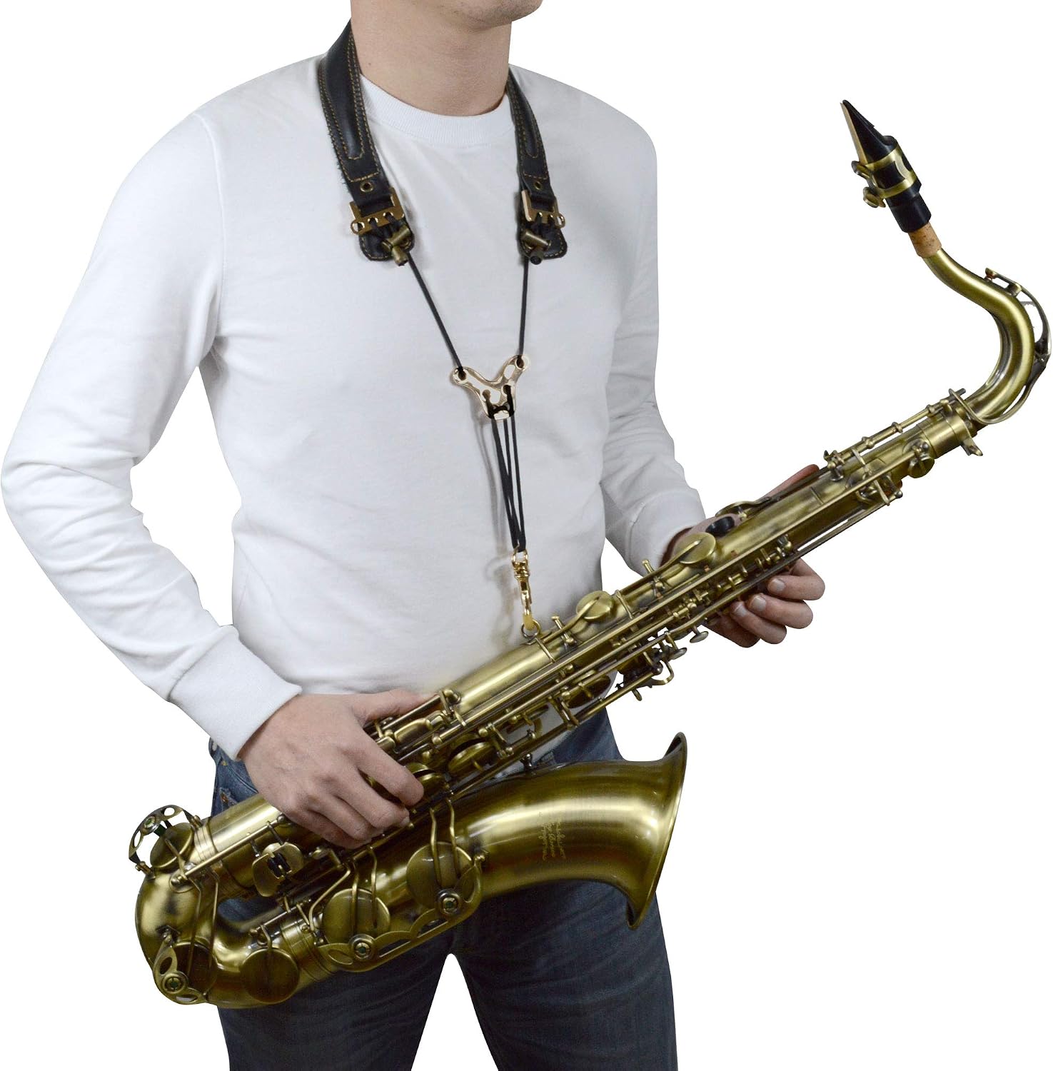 adorence Leather Saxophone Neck Strap for Alto & Tenor Saxophone - Red