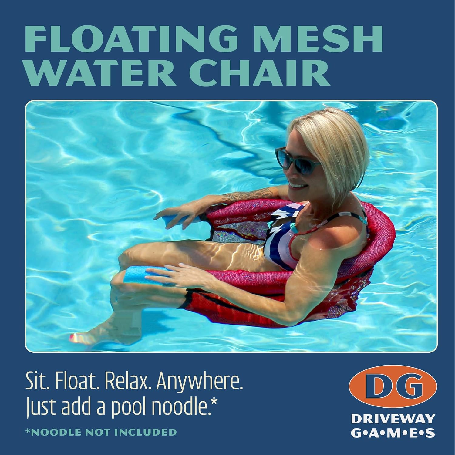 Floating Pool Chair for Adults & Kids – Mesh U-Shaped Noodle Seat for Swimming and Relaxing
