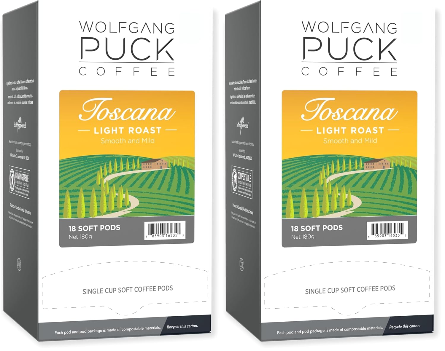 Wolfgang PuckCoffee, Caramel Cream, 9.5 Gram Soft Pods, 18 Count (Pack of 1)