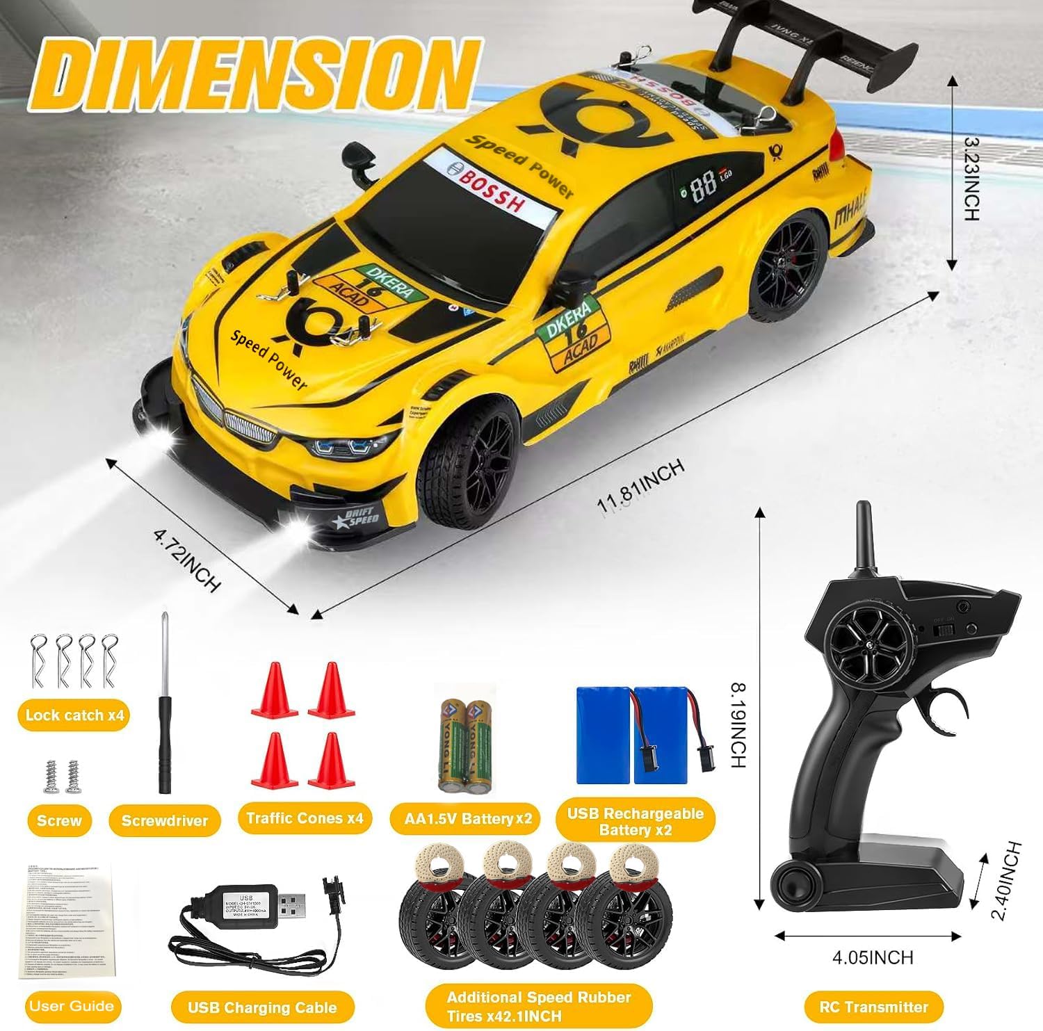 RC Drift Car, 1:16 Scale Drifting RC Cars 2.4GHz 4WD 40km/h | RC Race Car, High-Speed Remote Control Drift Car Vehicle, Racing Sport Toy Gift for Boys Girls Kids(Purple)