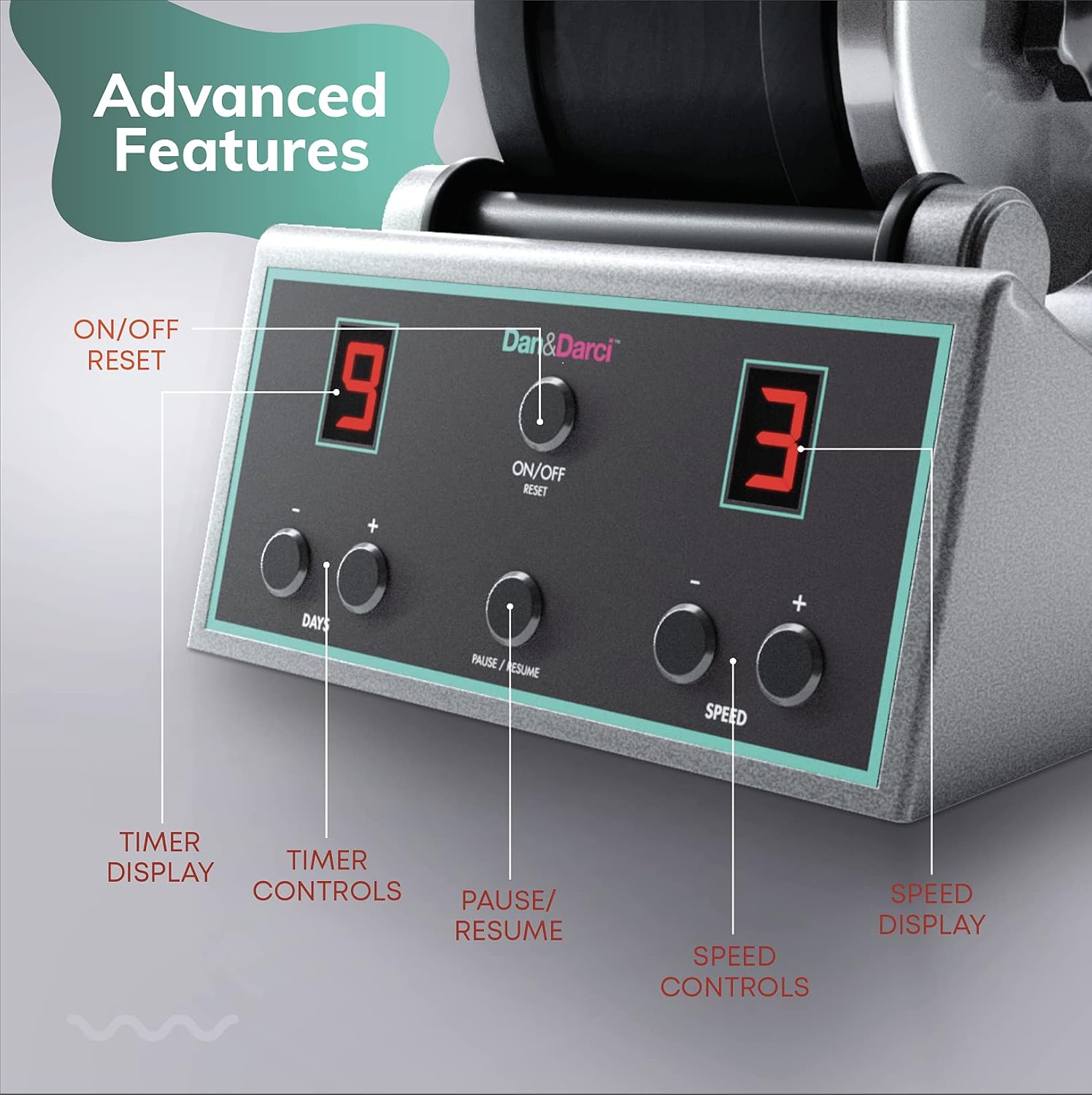 Dan&Darci Advanced Professional Rock Tumbler Kit - with Digital 9-Day Polishing Timer & 3 Speed Settings - Turn Rough Rocks into Beautiful Gems :