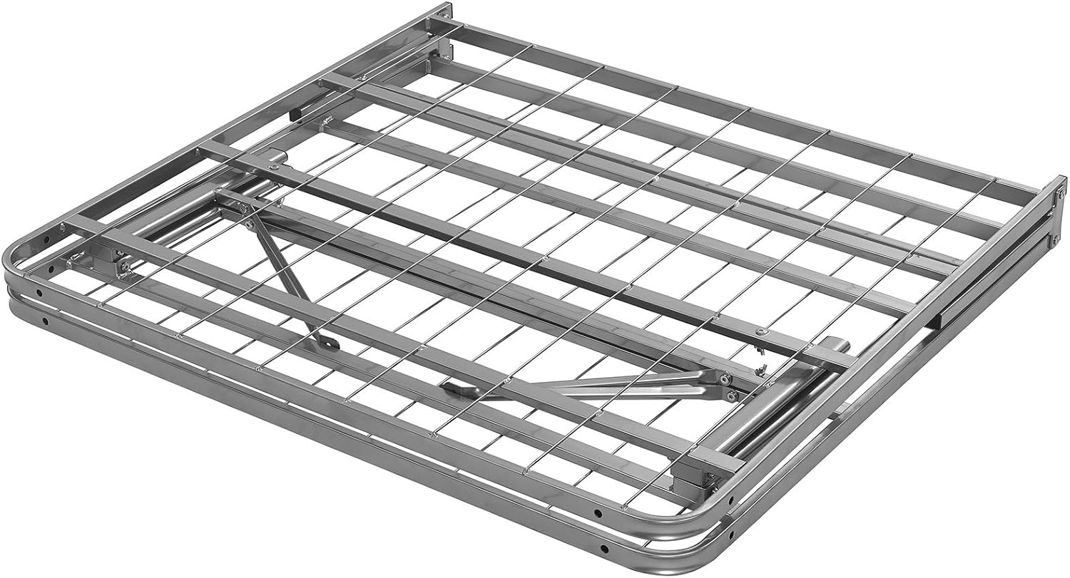 Modway Horizon Queen Bed Frame In Gray - Replaces Box Spring - Folding Metal Mattress Bed Frame