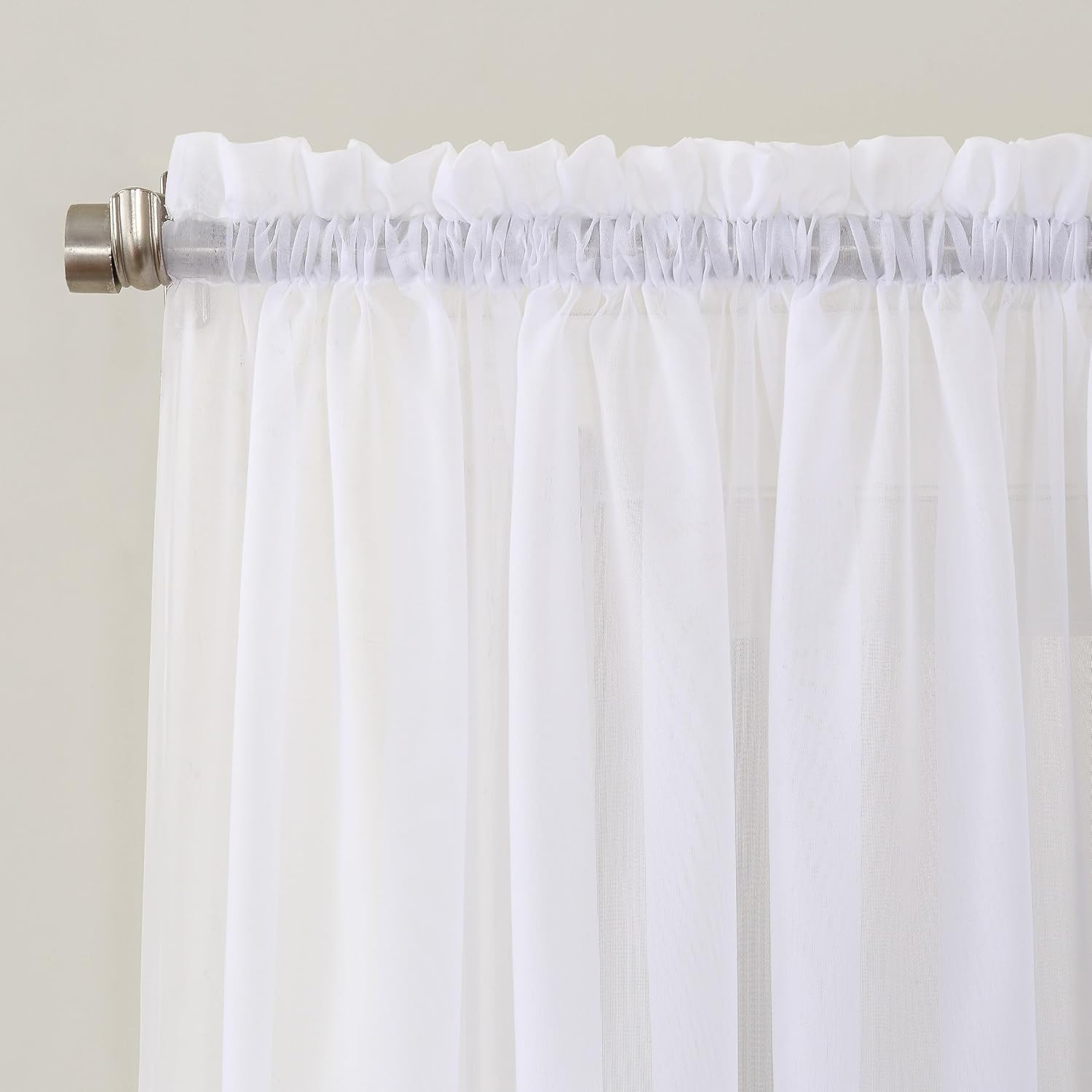 No. 918 Erica Crushed Sheer Voile Rod Pocket Curtain Panel, 51" x 108", Eggshell Off-White