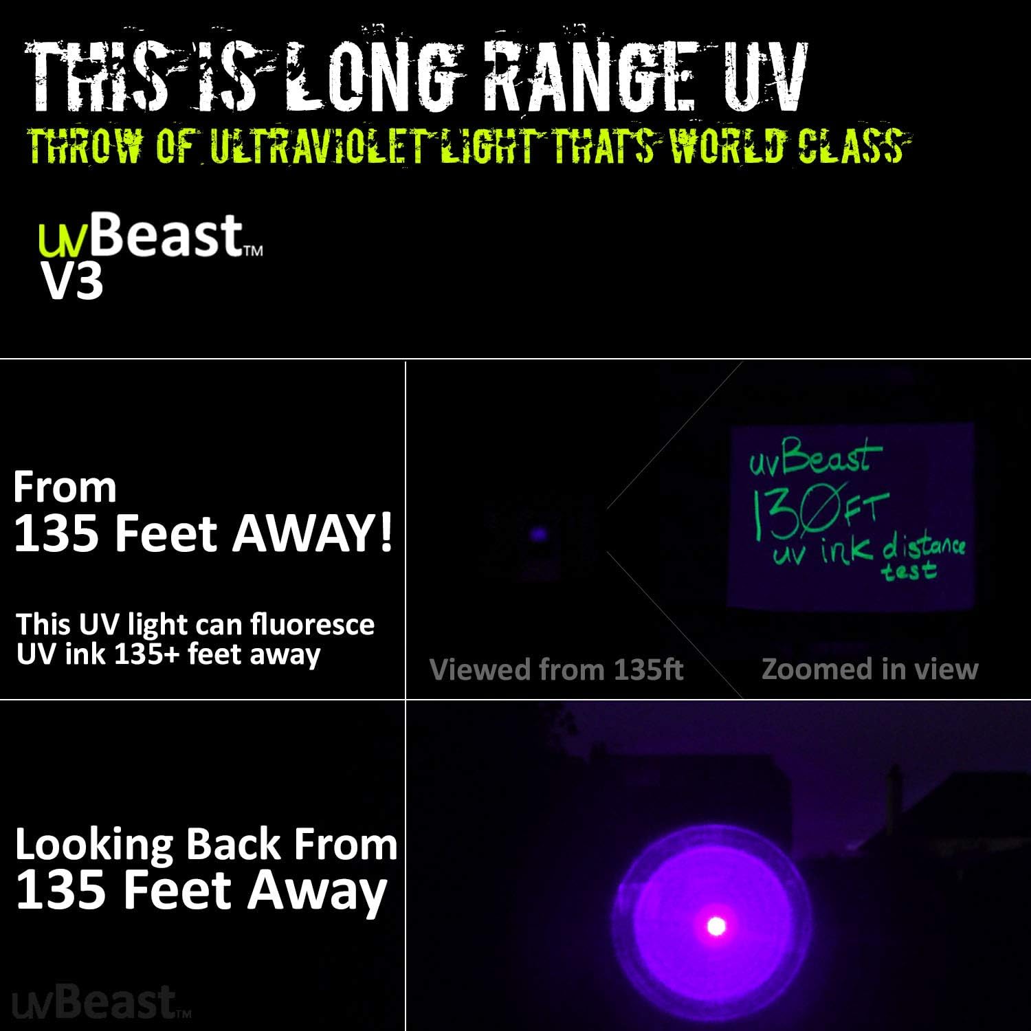 V3 385-395nm Black Light UV Flashlight | High Power Upgraded Triple Broad Band LEDs, For Professional/Commercial Use, USA Stock, Engineered by uvBeast