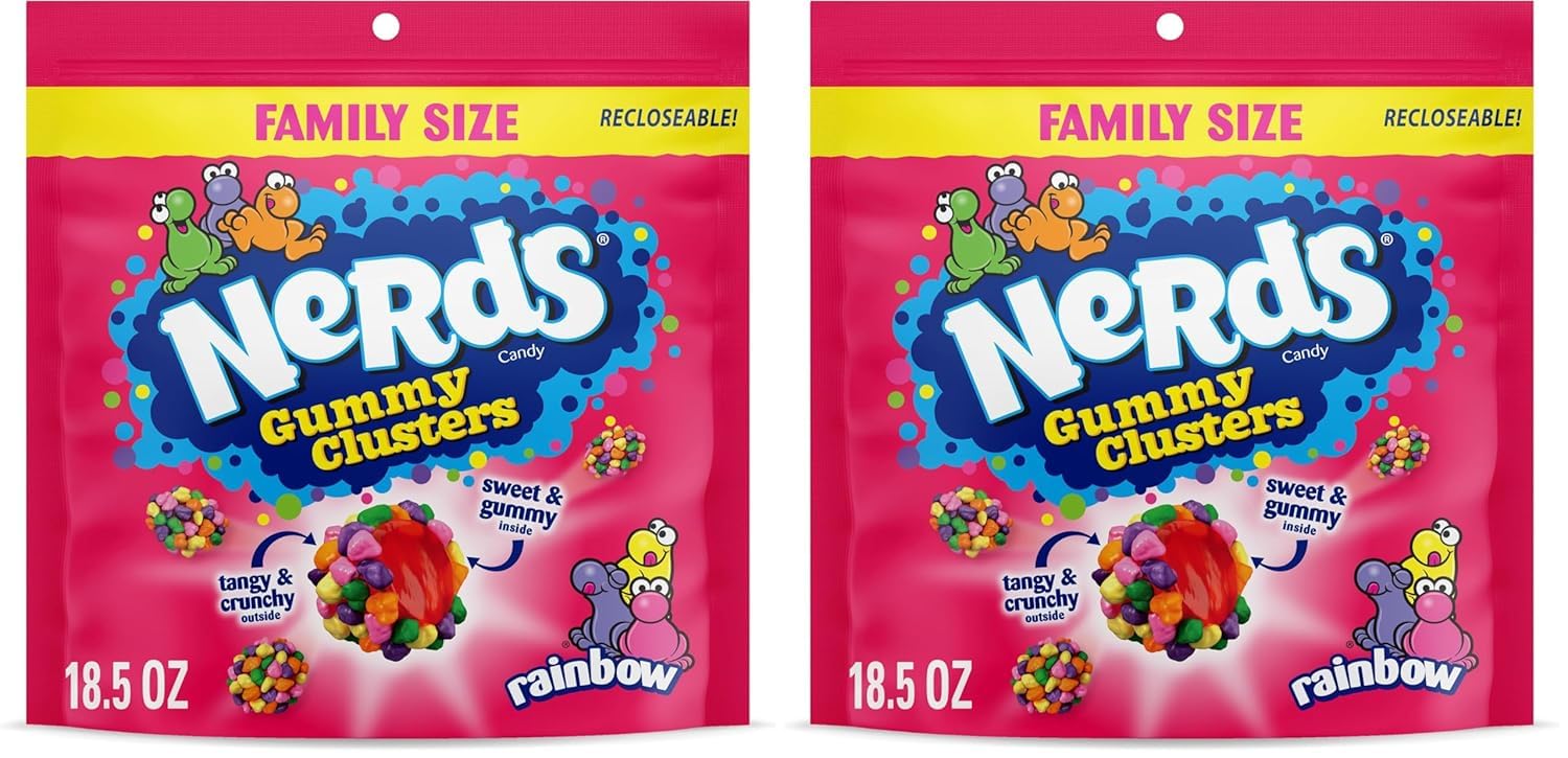 Nerds, Gummy Clusters Candy, Rainbow, Crunchy and Gummy, 8 Ounce
