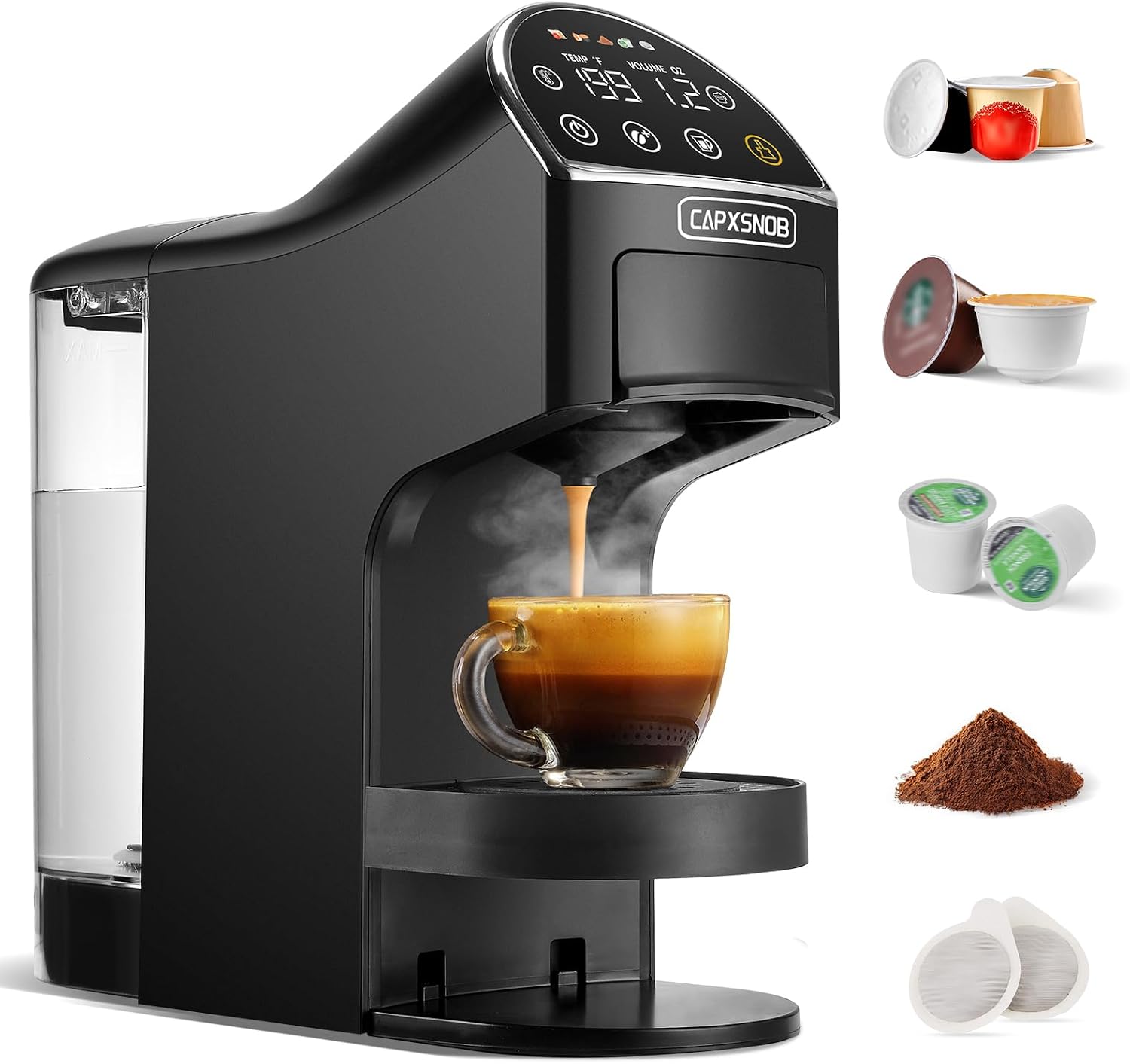 Magician2 5-in-1 Mini Coffee Maker & Machine | 20 Bar, LED Touch, 42oz Tank | Fits K Cup/Nespresso/Dolce Gusto & ESE Pods, Touchscreen & Pods Recognition, Adjustable Temp/Volume, For Kitchen/Office/Dorm