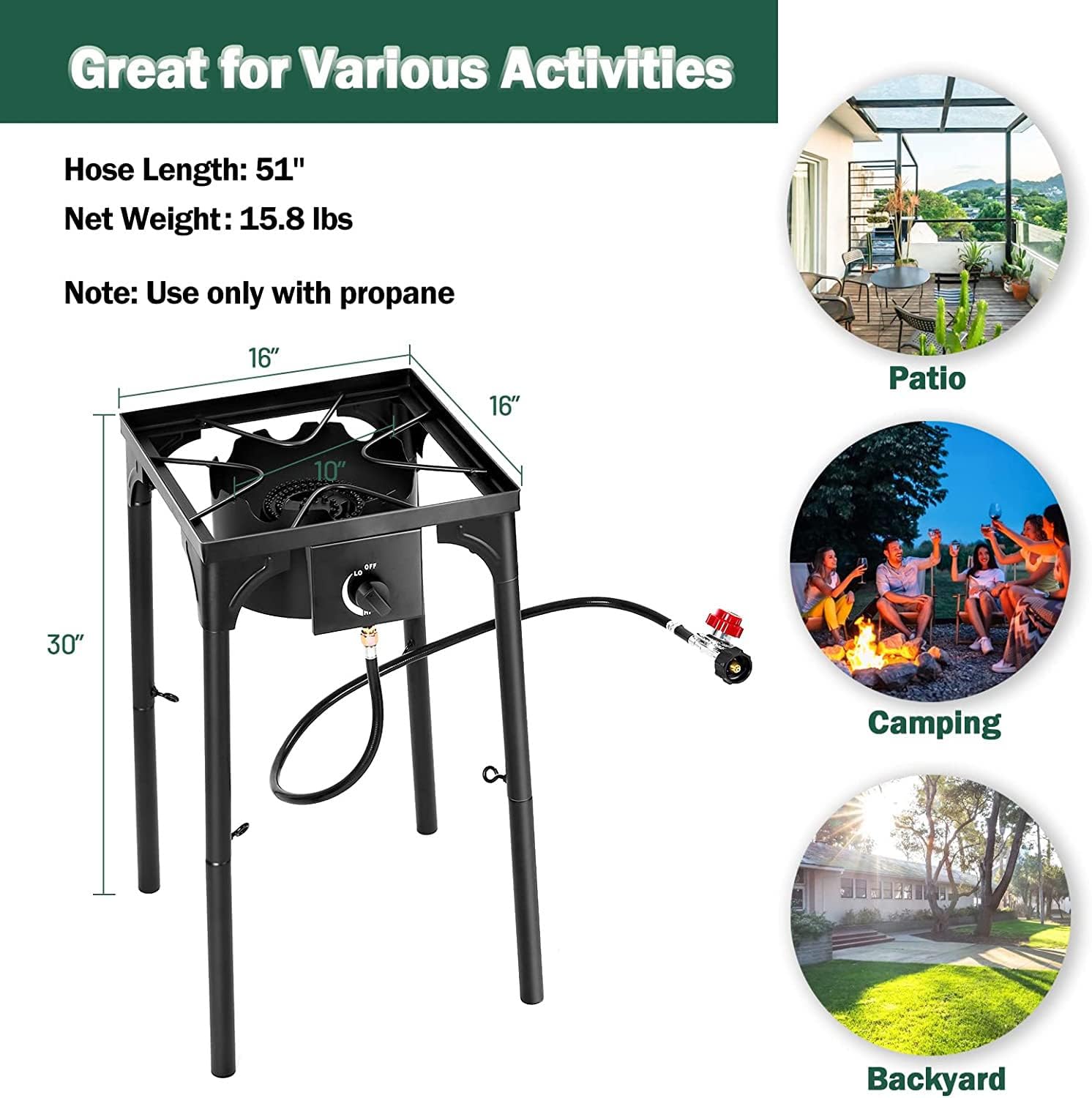 Goplus Outdoor Camping Stove, Dual Burner Propane Gas Cooker