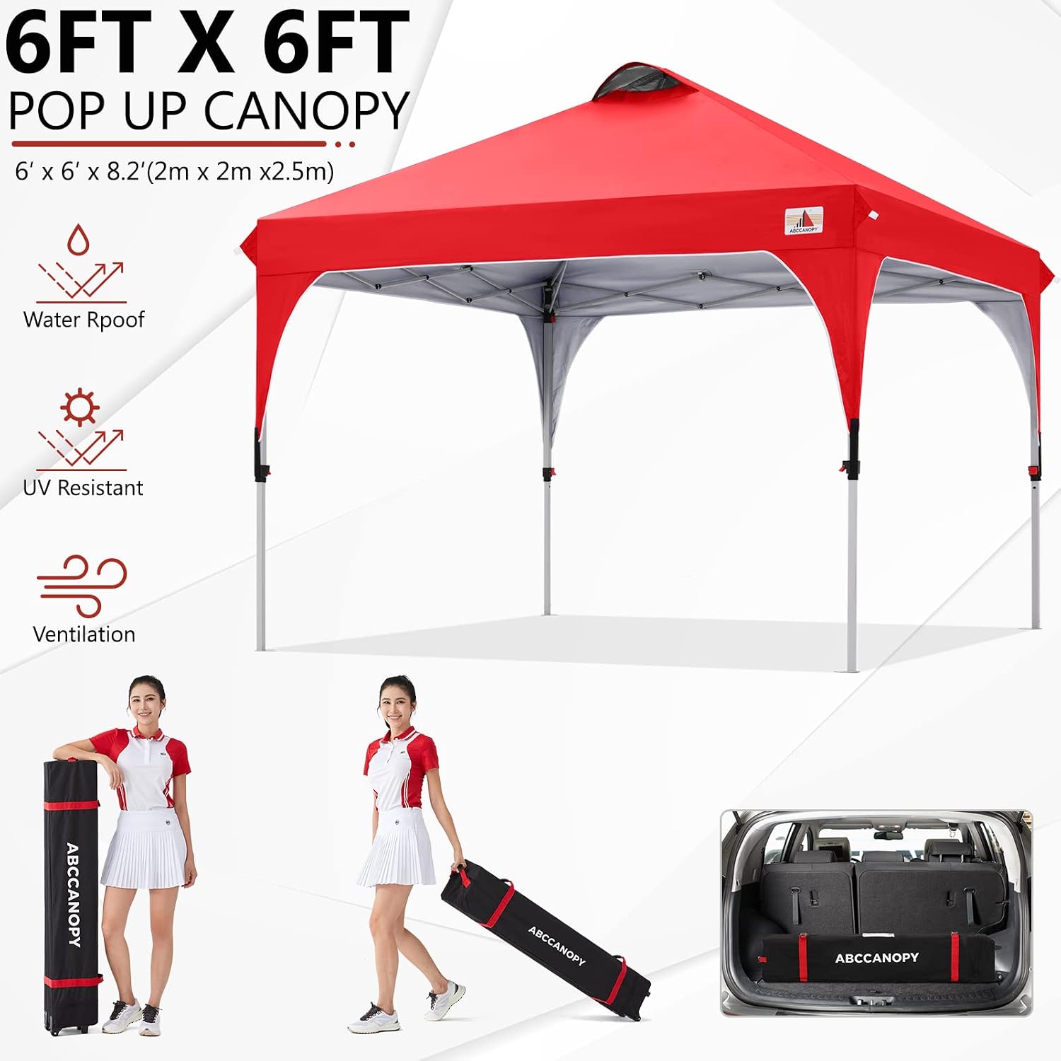 ABCCANOPY Outdoor Pop up Canopy Tent, 10x10 Instant Portable Canopy for Camping, Beach, Backyard,Gray | Water resistant & UV protection canopy, easy setup, with carry bag, ideal for camping, beach, backyard, market events