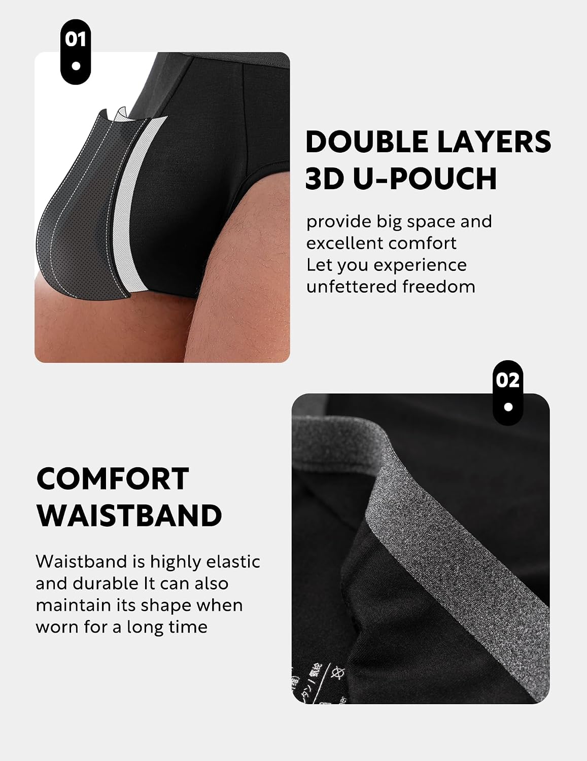 DAVID ARCHY Men's Bamboo Rayon Briefs Underwear Breathable Support Pouch