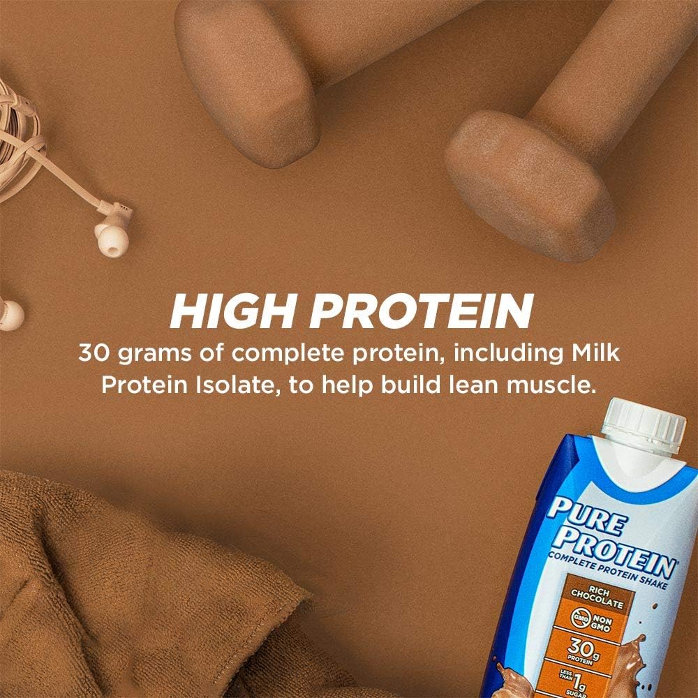 Pure Protein Chocolate Protein Shake | 30g Complete Protein | Ready to Drink and Keto-Friendly | Vitamins A, C, D