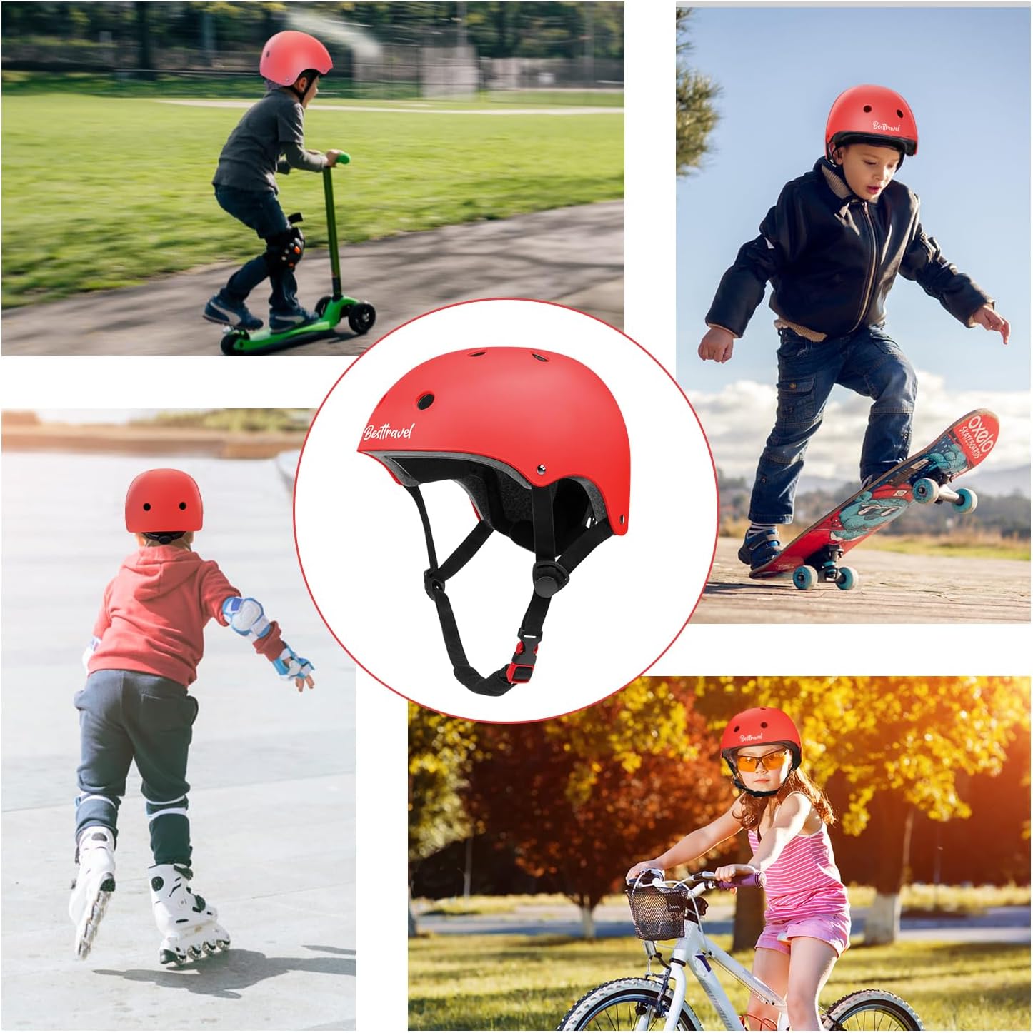 Besttravel Kids Helmet, Toddler Adjustable Kids Ages 3-8 Years Old Boys Girls Multi-Sports Safety