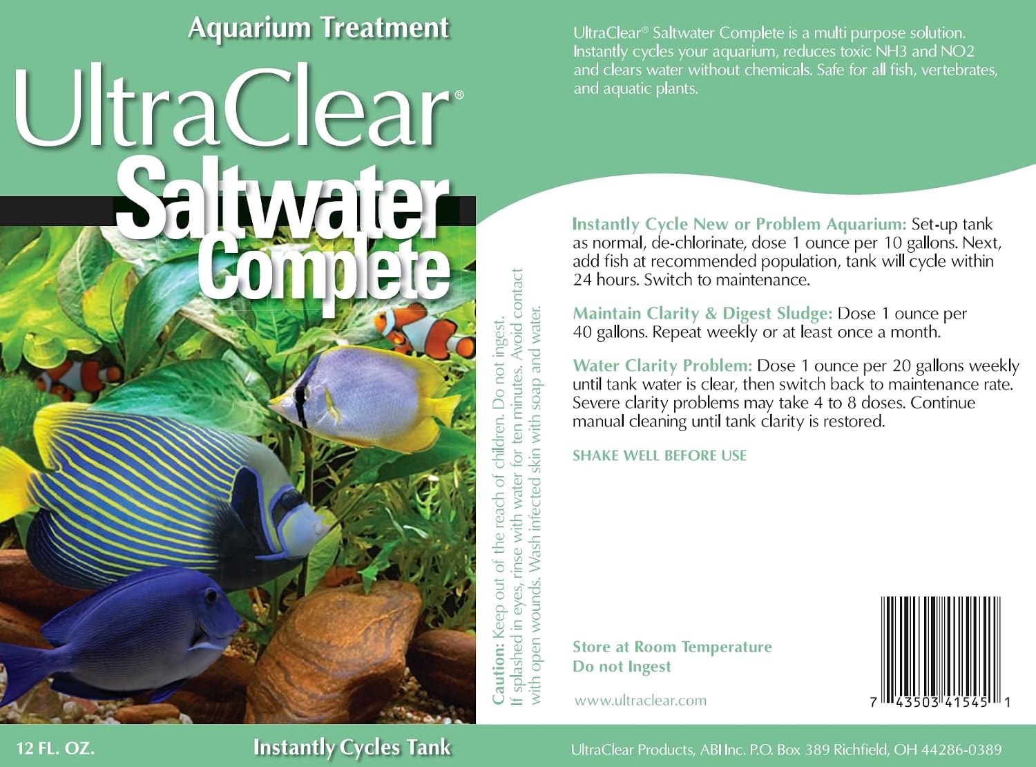 Saltwater Complete – Live Nitrifying Bacteria Blend for Saltwater & Reef Aquariums - Instant Cycle Marine Tank Starter - Removes Ammonia Nitrite - Clarifier - Safe for Fish Coral Invertebrates - 1Gal