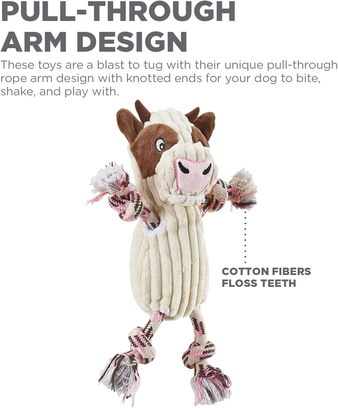 Outward Hound by Charming Pet Ranch Roperz Cow Plush Squeaky Dog Toy