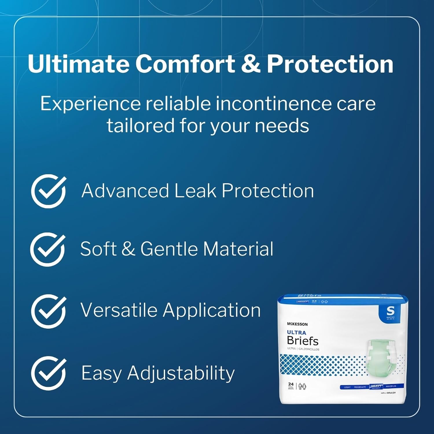 McKesson Ultra Briefs, Heavy Absorbency, Medium, Unisex, 44 in, 96 ct | Disposable, Elastic Leg Gathers and Contoured Fit for Men and Women, Incontinence