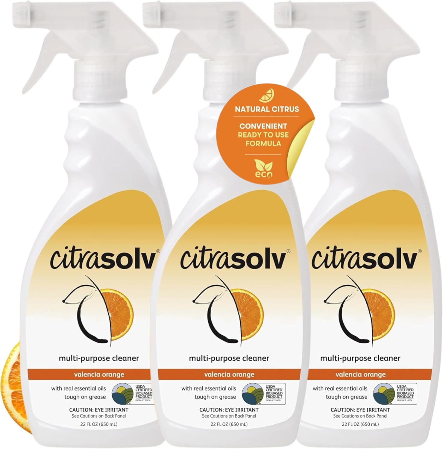 Citra Solv Concentrated Cleaner & Degreaser, Deodorizer, Home & Outdoor, Adhesive Remover, Paint Thinner, Natural Orange Oil, Valencia Orange 8 Fl Oz